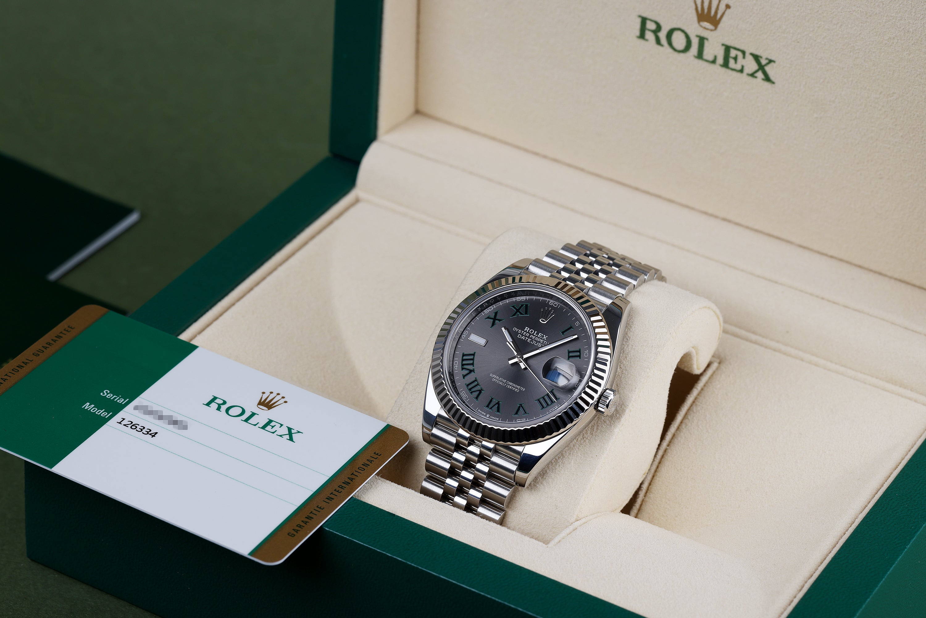 Rolex DateJust 41 | REF. 126334 | Wimbledon Dial | Box & Papers | 2018 | Stainless Steel & 18k White Gold Bezel