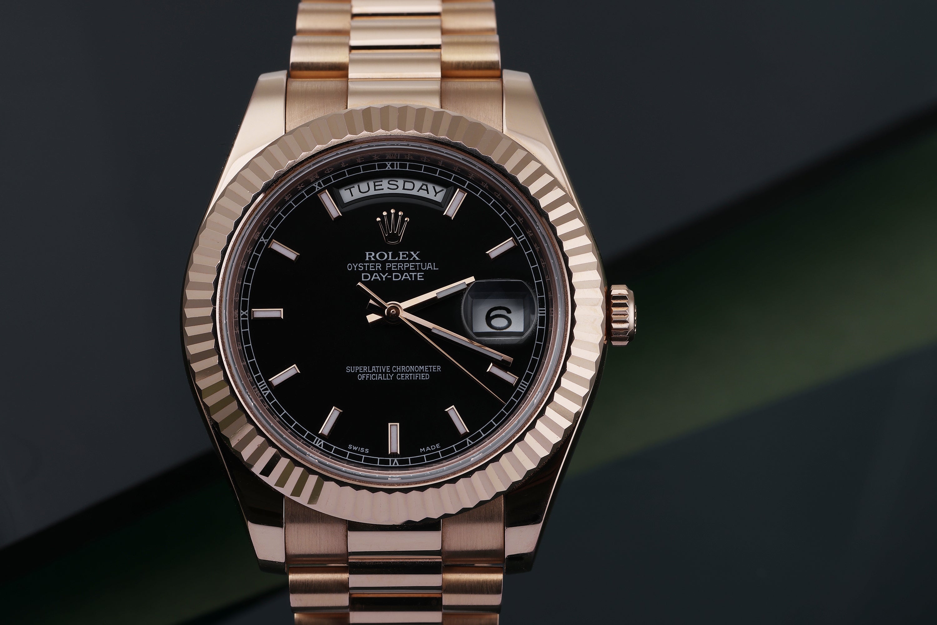 Rolex Day-Date II | REF. 218235 | 41mm | Black Dial | Box & Papers | 18k Rose Gold