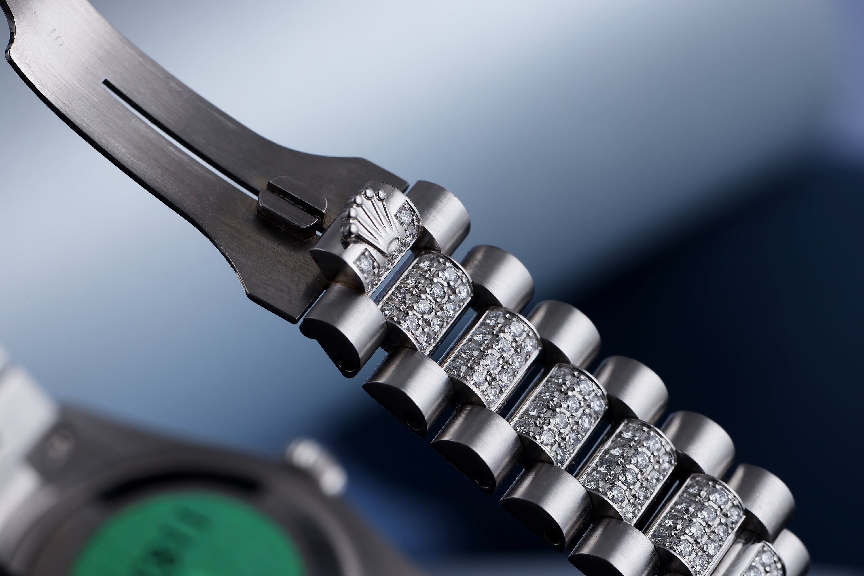 Rare Rolex Day-Date | REF. 118366 | Platinum | Ice Blue Dial | Baguette Bezel, Diamond Hours & Diamond Bracelet