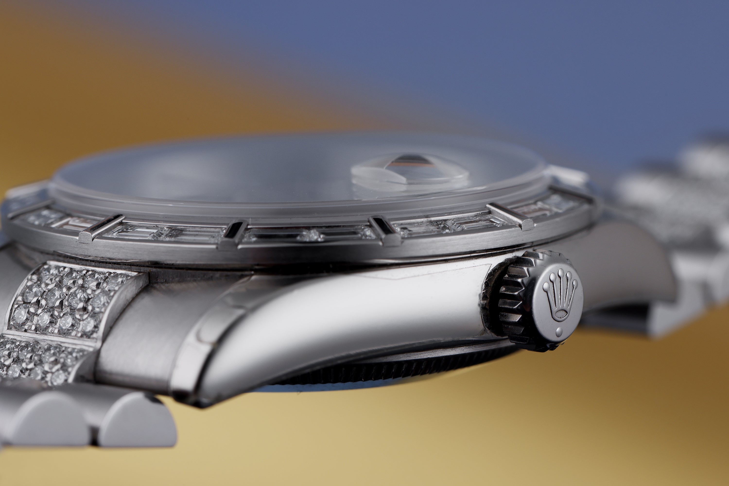 Rare Rolex Day-Date | REF. 118366 | Platinum | Ice Blue Dial | Baguette Bezel, Diamond Hours & Diamond Bracelet