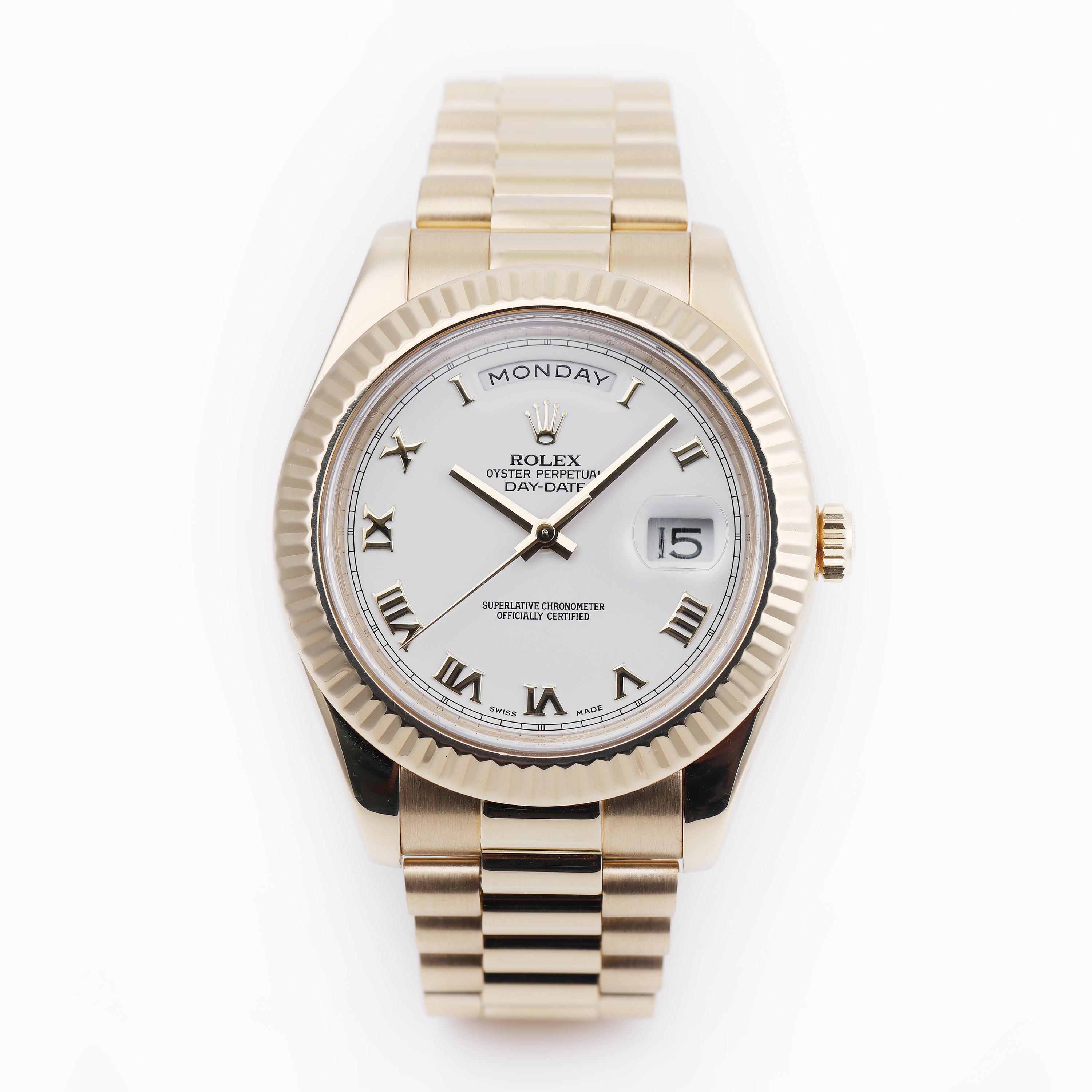 Rolex Day-Date II | REF. 218238 | White Dial & Roman Numerals | Box & Papers | 18k Yellow Gold