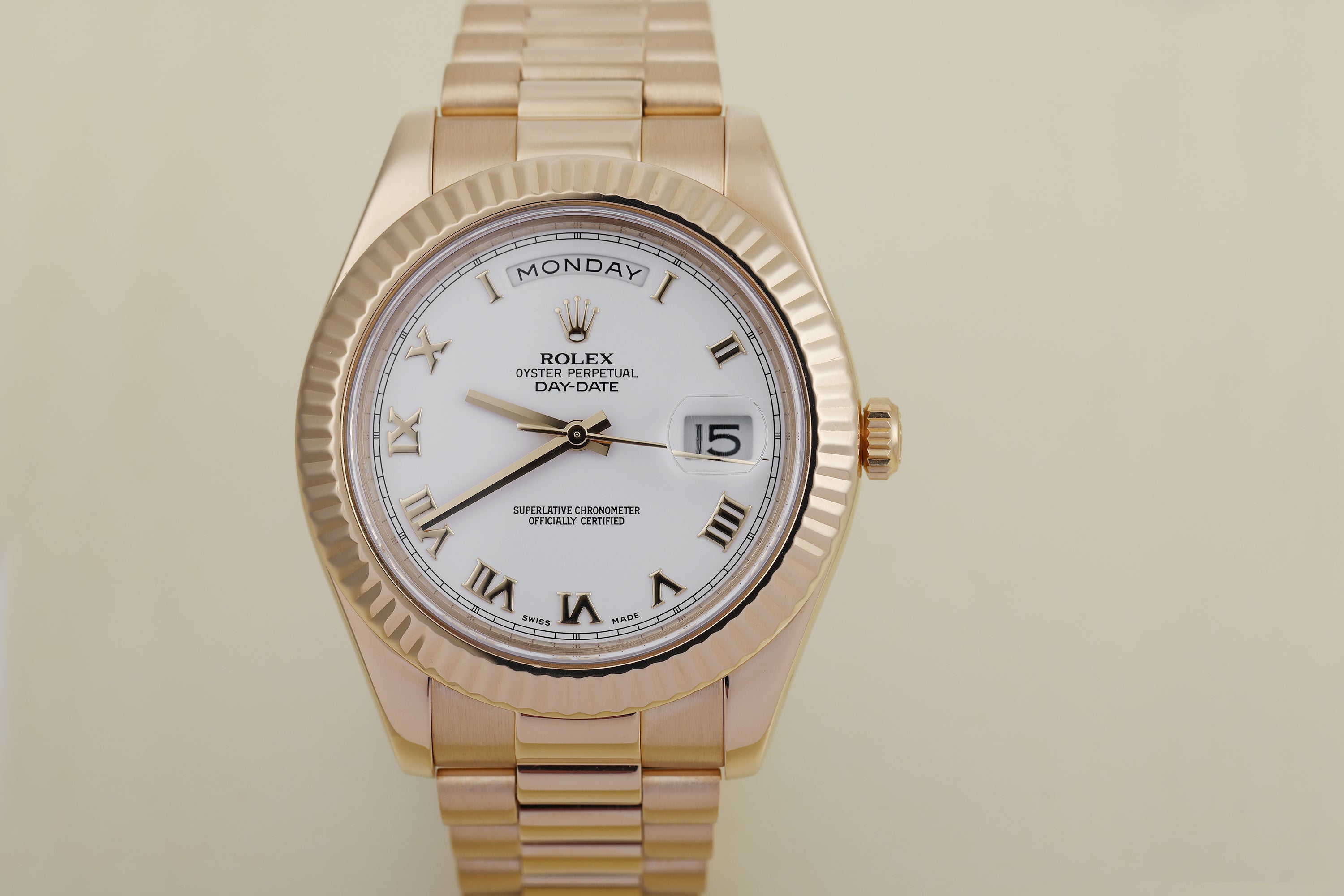 Rolex Day-Date II | REF. 218238 | White Dial & Roman Numerals | Box & Papers | 18k Yellow Gold