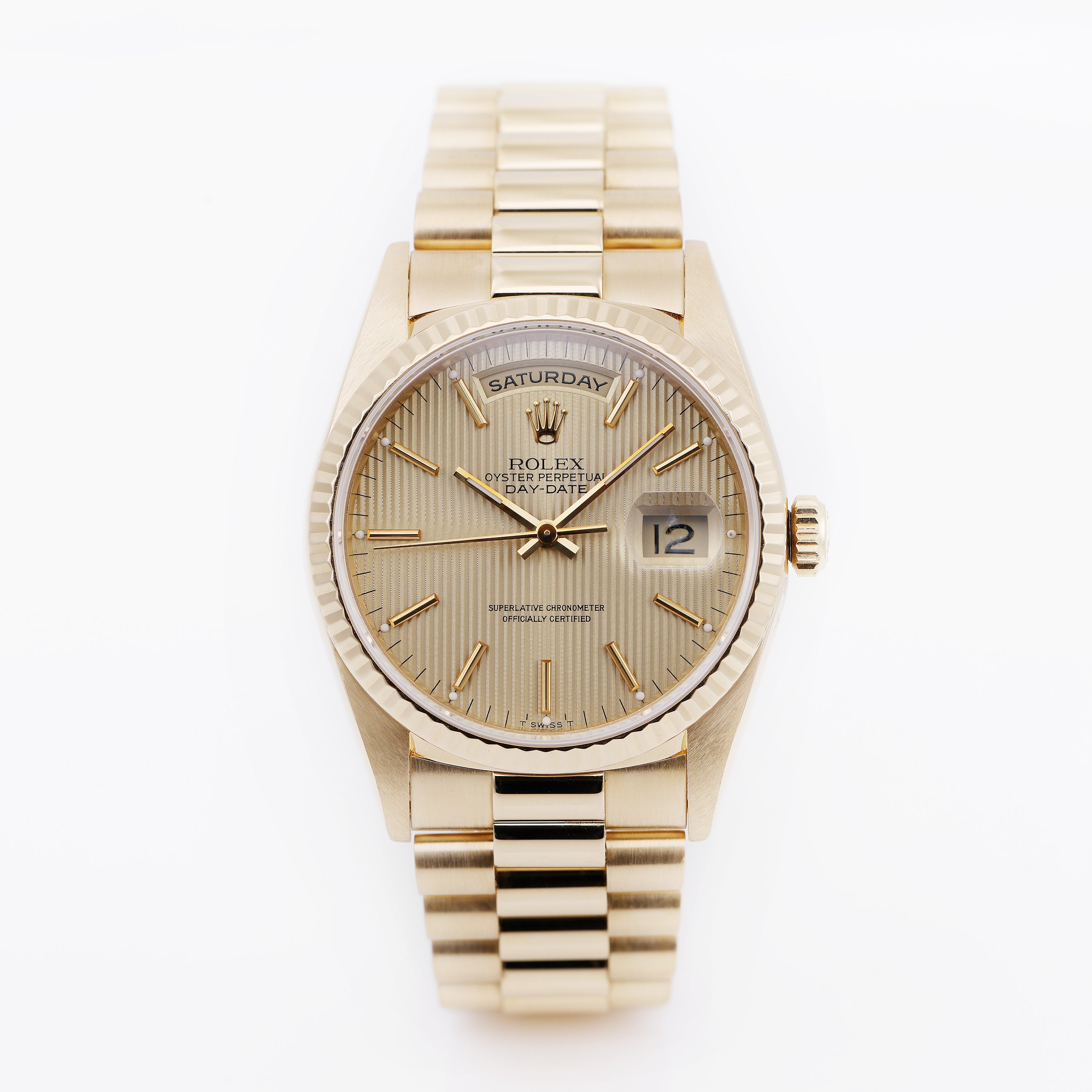 Rolex Day-Date | REF. 18238 | Gold Tapestry Dial | Box & Service Papers | 18k Yellow Gold