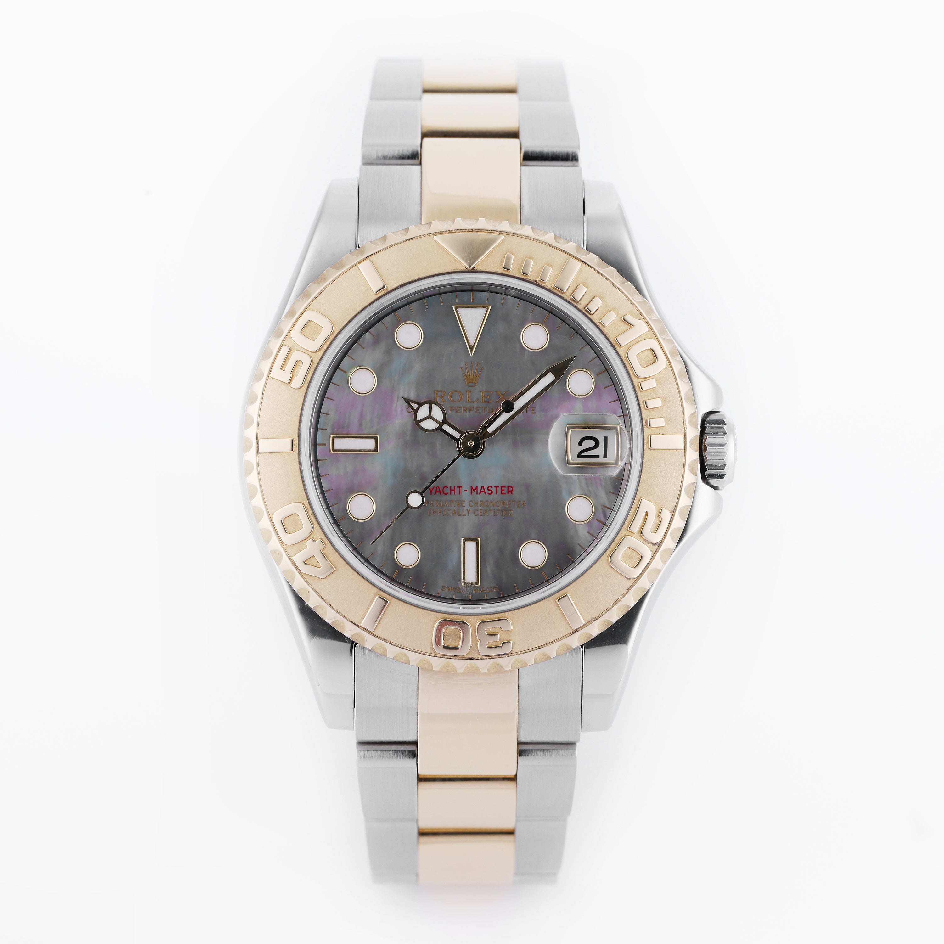 Rolex Yacht-Master Midsize 35mm | REF. 168623 | Black Mother of Pearl Dial | Stainless Steel & 18k Yellow Gold