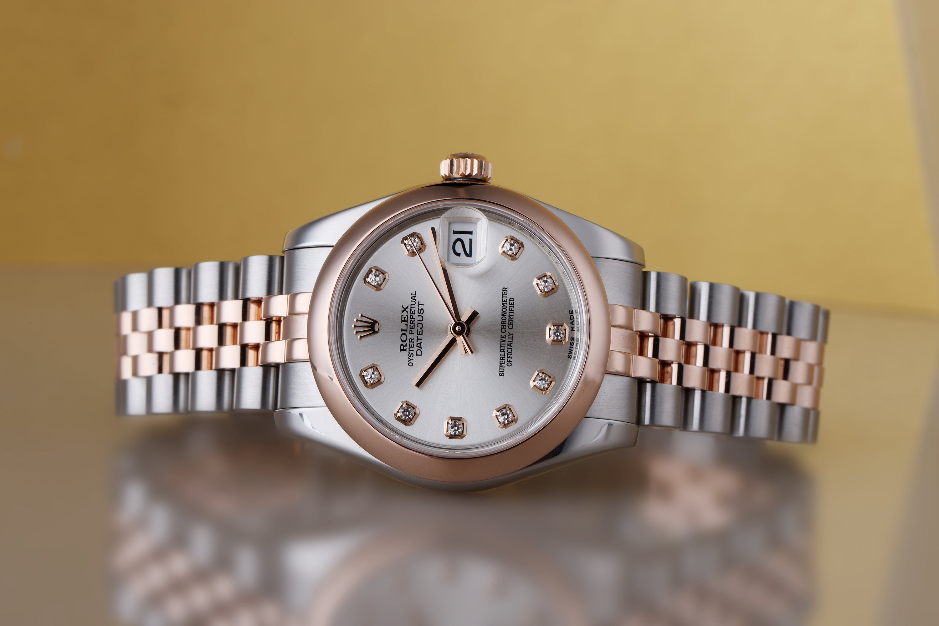 Rolex Lady DateJust 28mm | REF. 178241 | Silver Diamond Dial | Stainless Steel & 18k Rose Gold | 2018 | Box & Papers