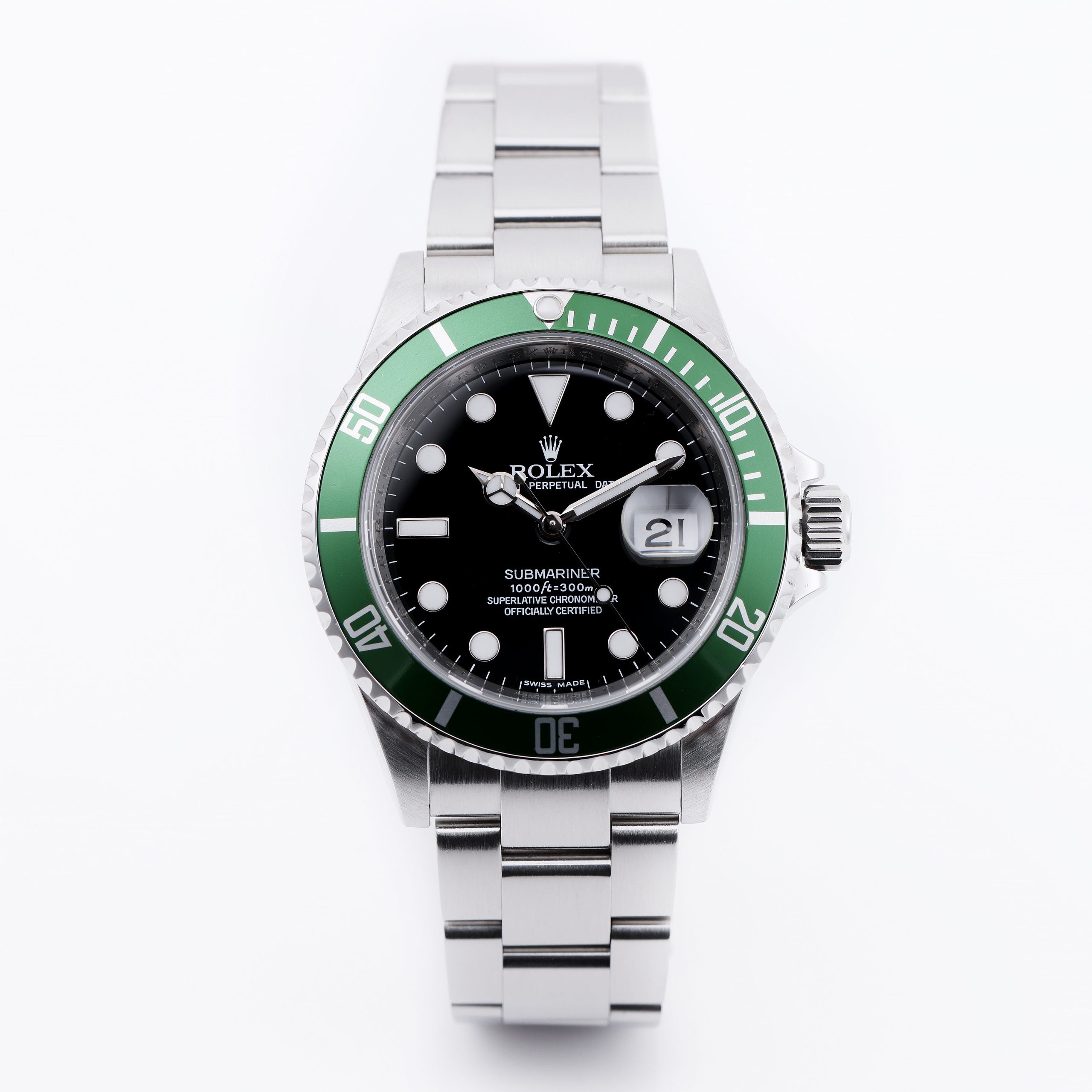 UNPOLISHED Rolex Submariner Date KERMIT Green 16610 LV Stainless Steel  Watch