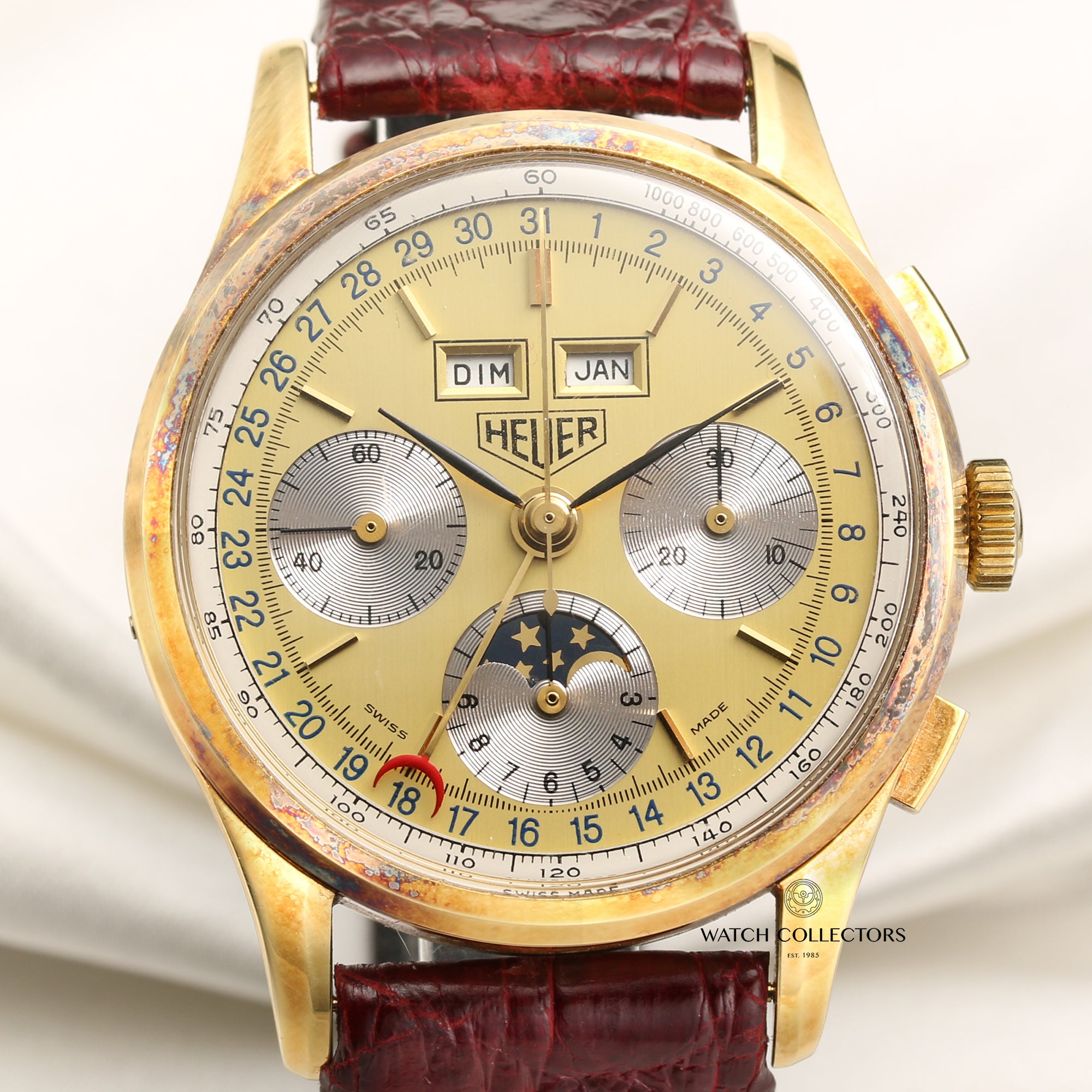 Tag Heuer 18K Yellow Gold Moonphase Chronograph Second Hand Watch Collectors 2