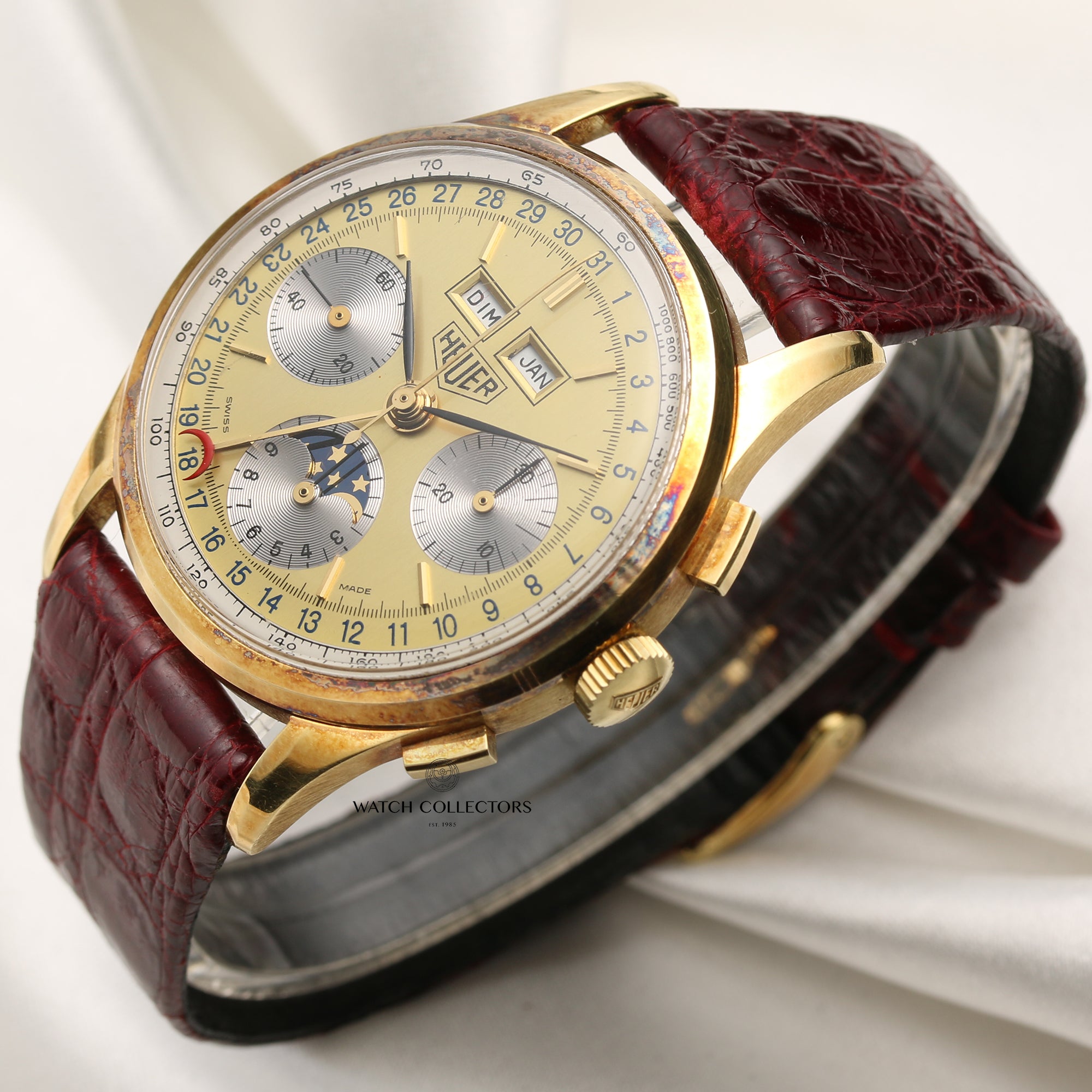 Tag Heuer 18K Yellow Gold Moonphase Chronograph Second Hand Watch Collectors 3