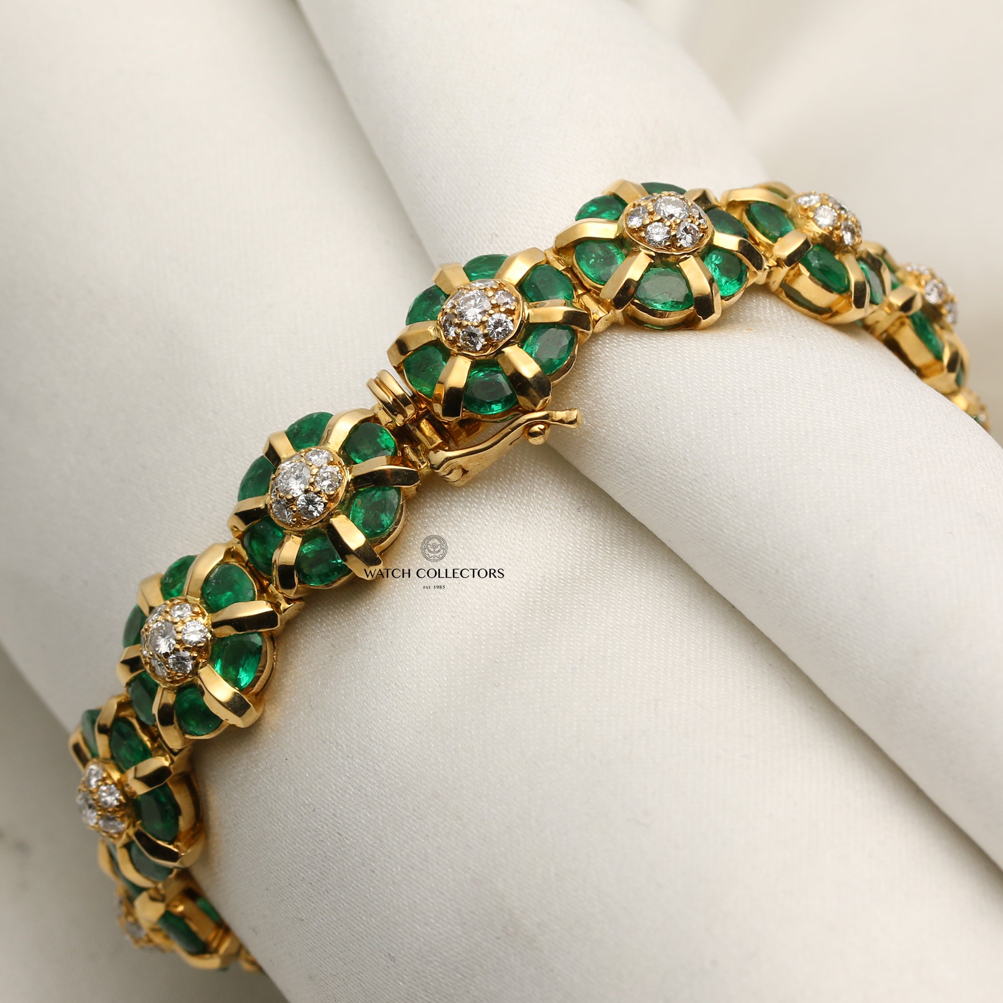 The Royal Diamond 18K Yellow Gold Diamond & Emerald Second Hand Watch Collectors 7