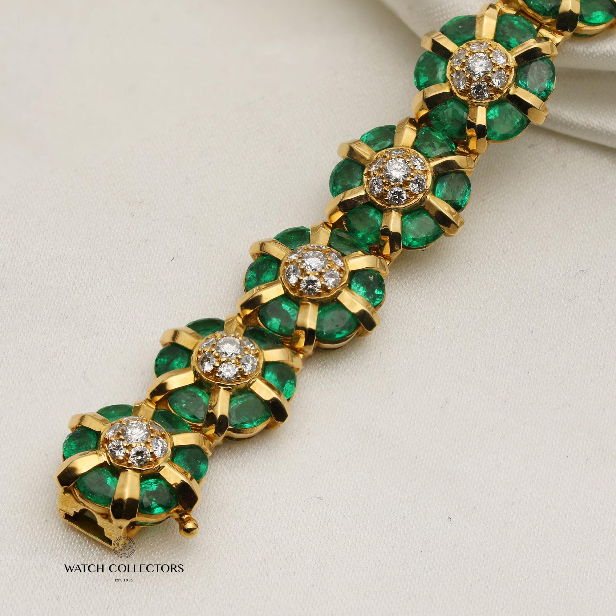 The Royal Diamond 18K Yellow Gold Diamond & Emerald Second Hand Watch Collectors 8