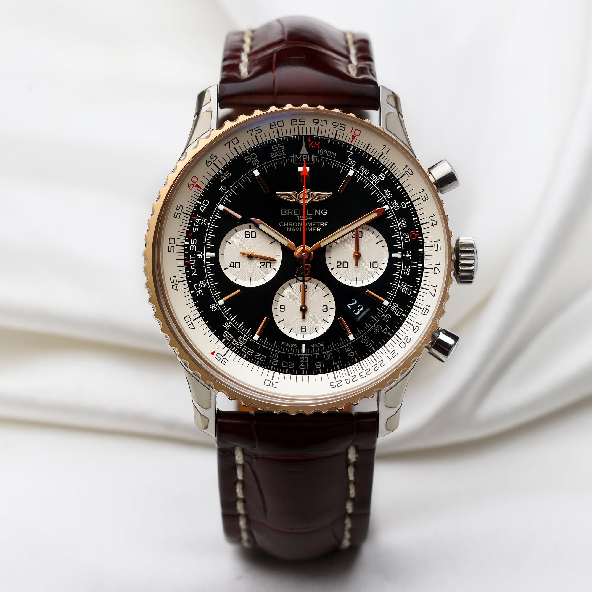 Unworn Breitling Steel & Rose Gold Second Hand Watch Collectors 1