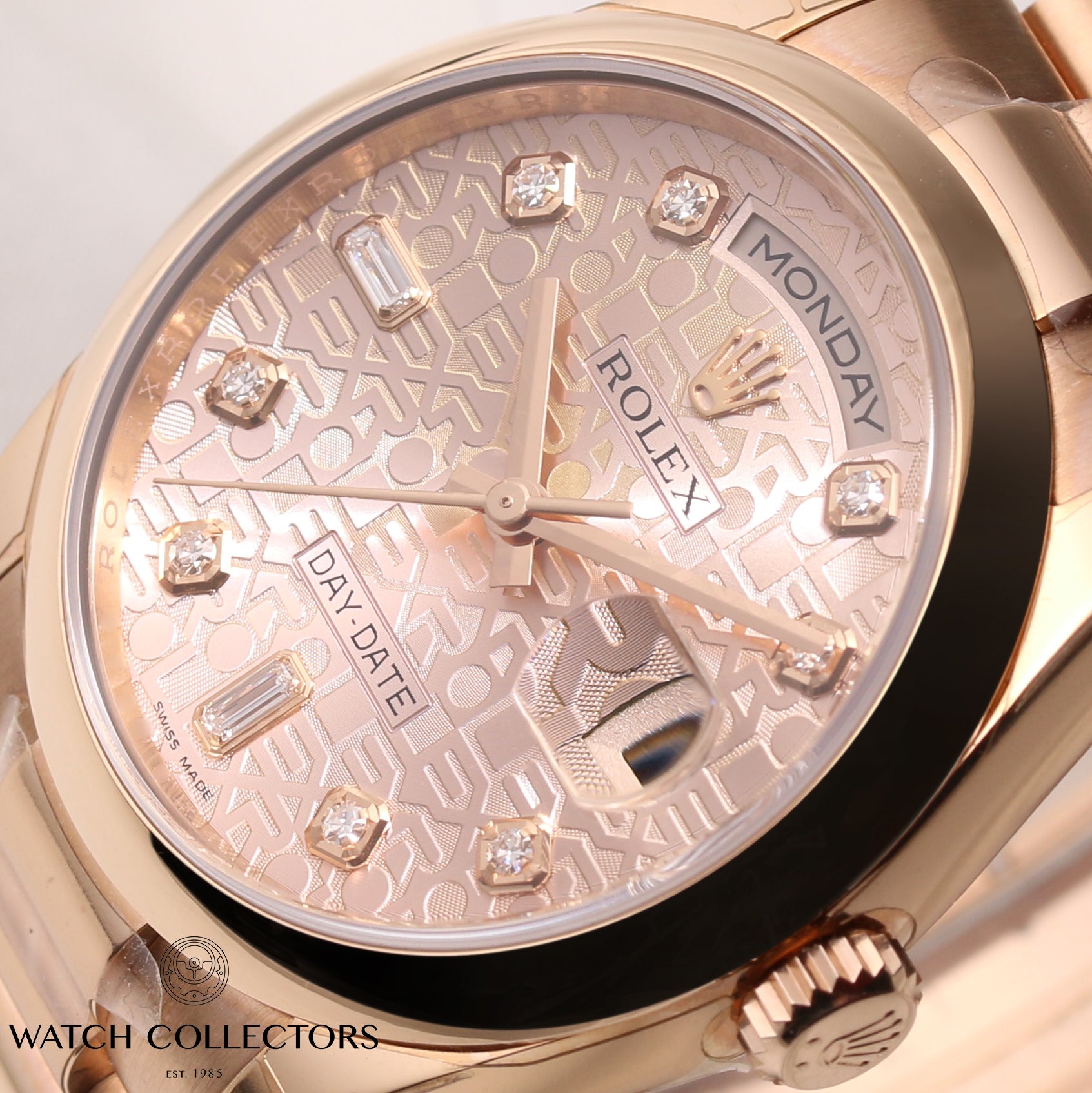 Unworn-Factory-Rolex-Day-Date-118205-Pink-Jubilee-Diamond-Dial-18k-Rose-Gold-Second-Hand-Watch-Collectors-4-1