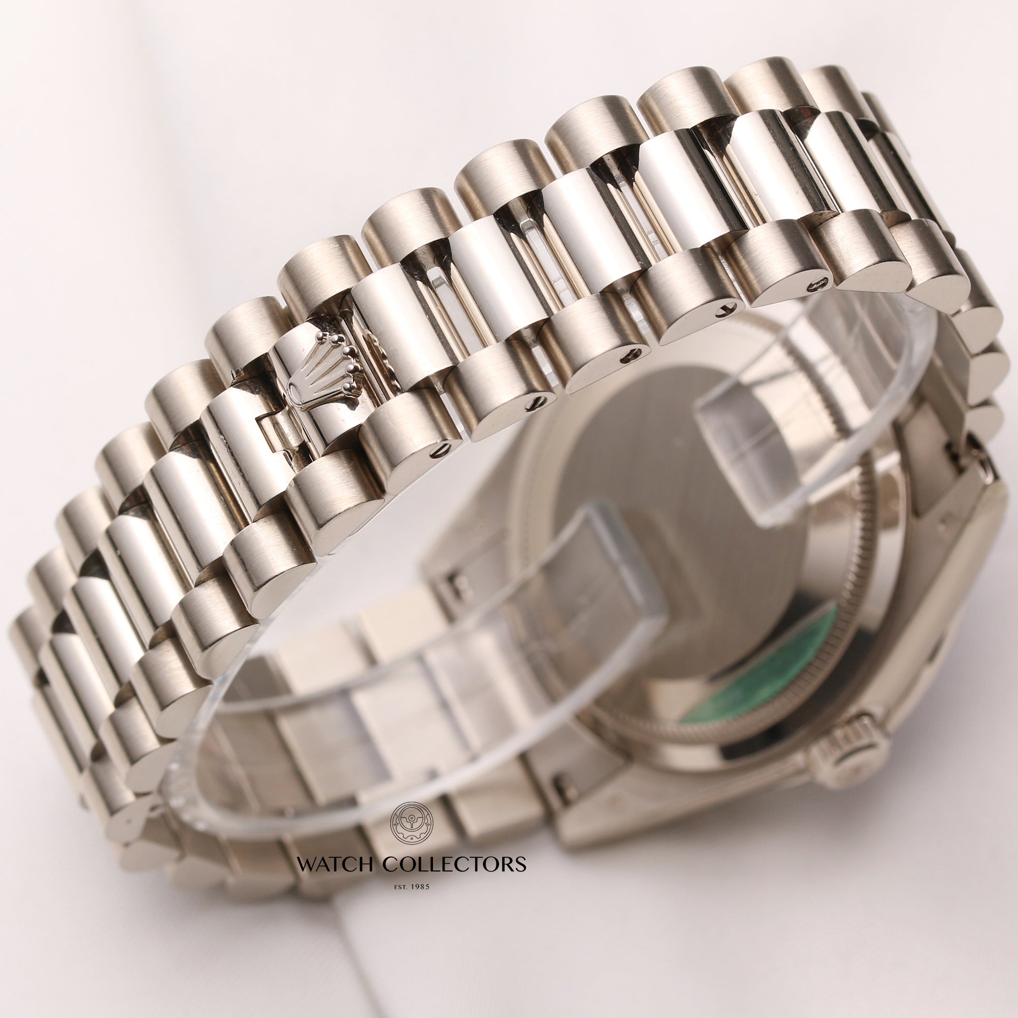 Unworn-Factory-Rolex-Day-Date-118399BR-Diamond-Princess-Cut-Bezel-18k-White-Gold-Second-Hand-Watch-Collectors-8