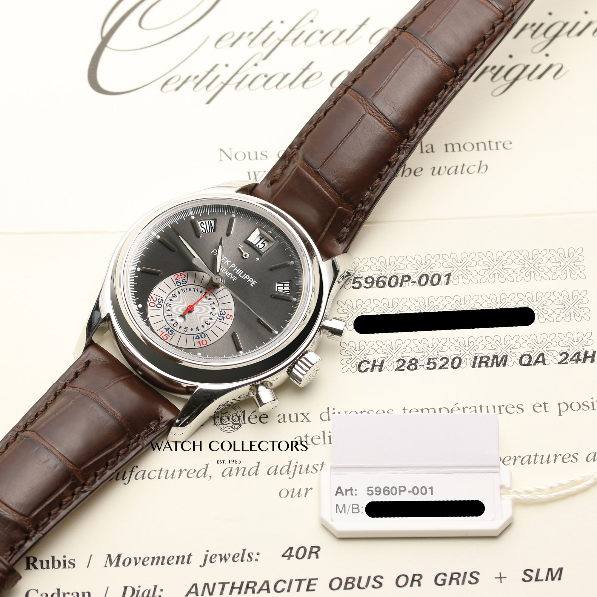 Unworn Full Set Patek Philippe 5960P-001 Platinum Annual Calendar Second Hand Watch Collectors 13