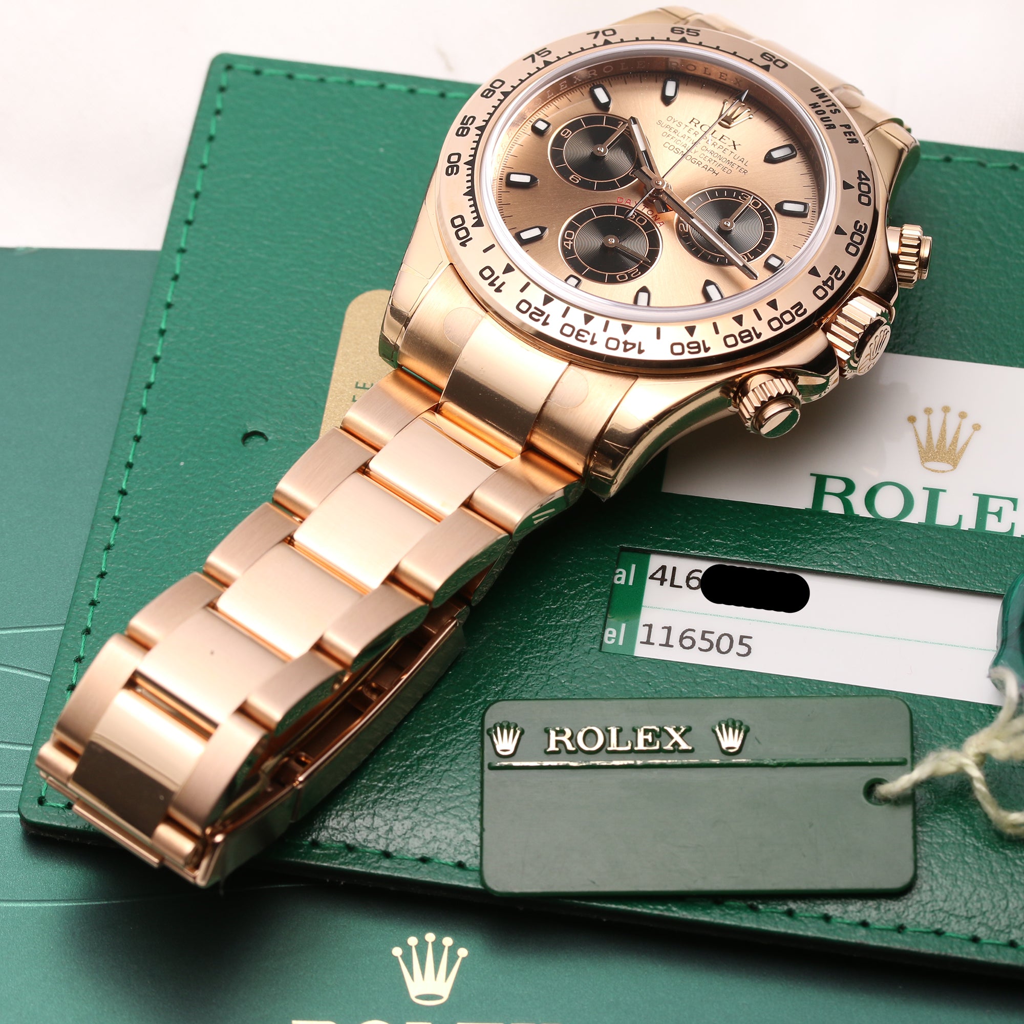 Unworn Full Set Rolex Daytona 116505 18K Rose Gold Pink Dial Second Hand Watch Collectors 10