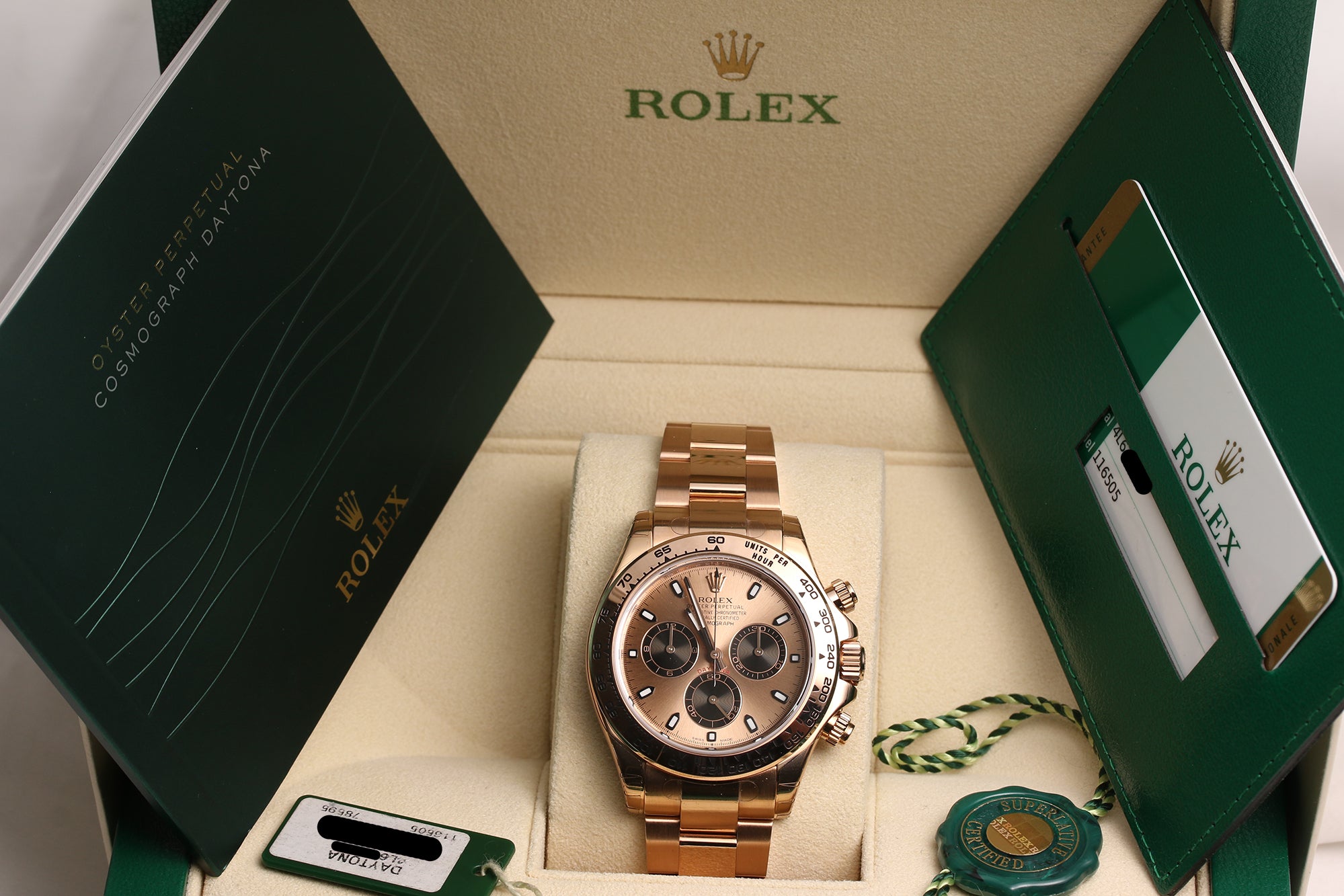 Unworn Full Set Rolex Daytona 116505 18K Rose Gold Pink Dial Second Hand Watch Collectors 11