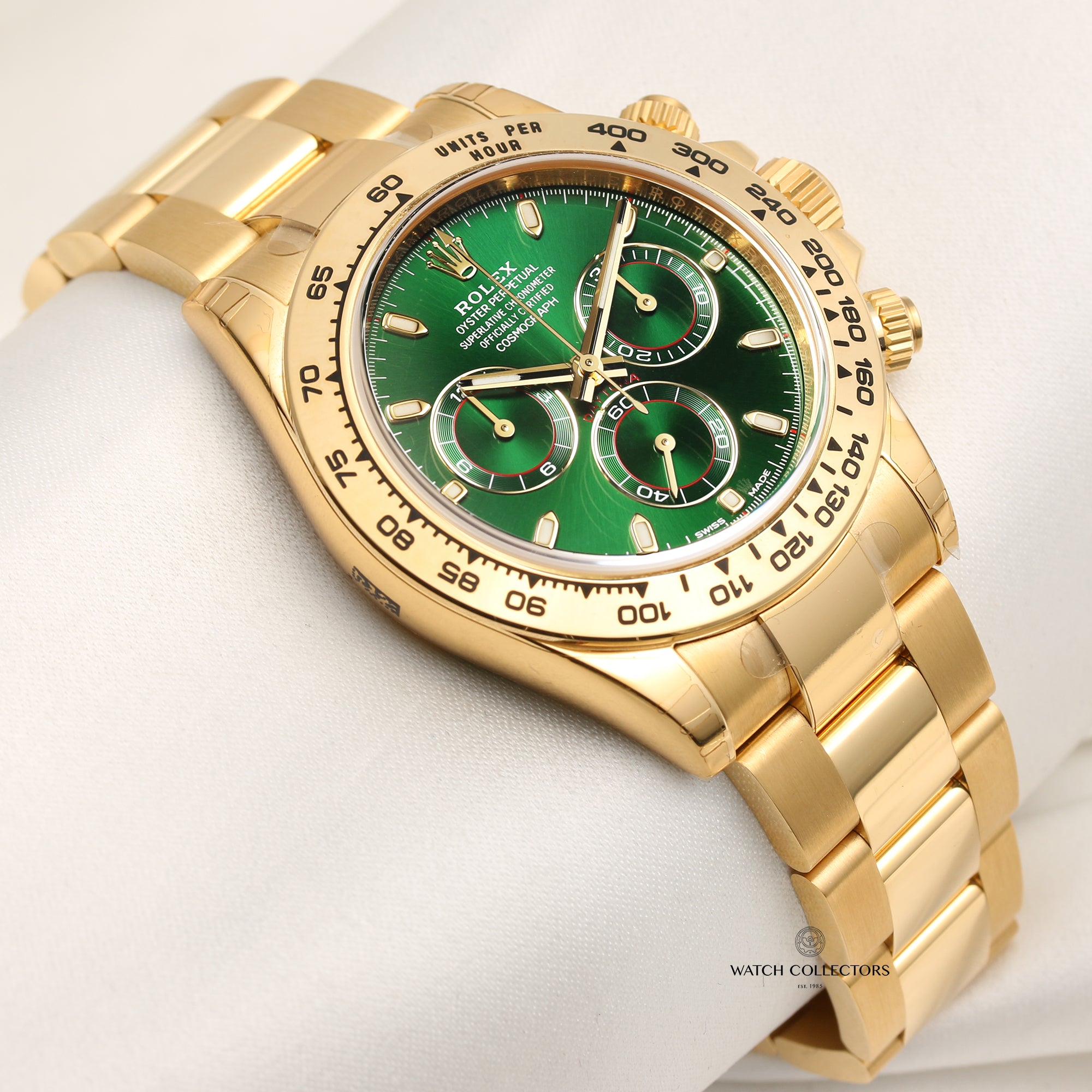 Unworn-Full-Set-Rolex-Daytona-116508-18K-Yellow-Gold-Green-Dial-Second-Hand-Watch-Collectors-5