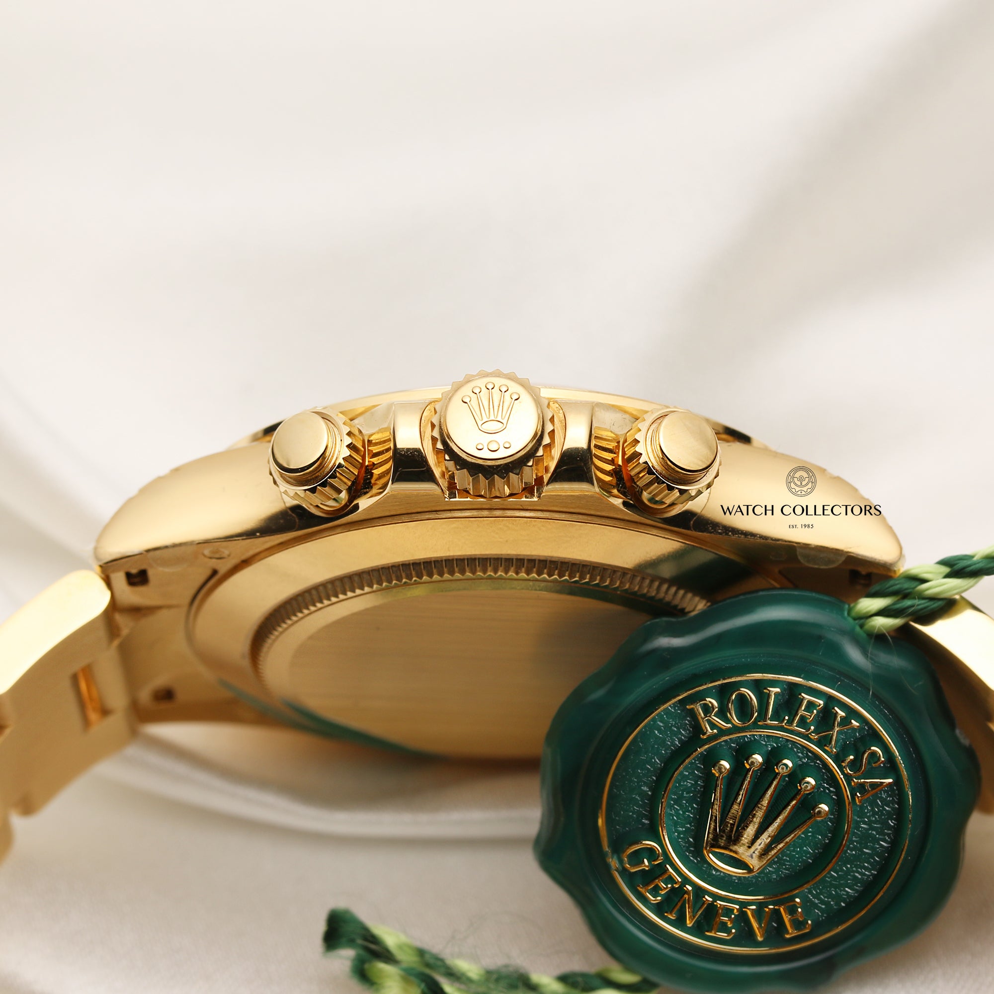Unworn-Full-Set-Rolex-Daytona-116508-18K-Yellow-Gold-Green-Dial-Second-Hand-Watch-Collectors-7