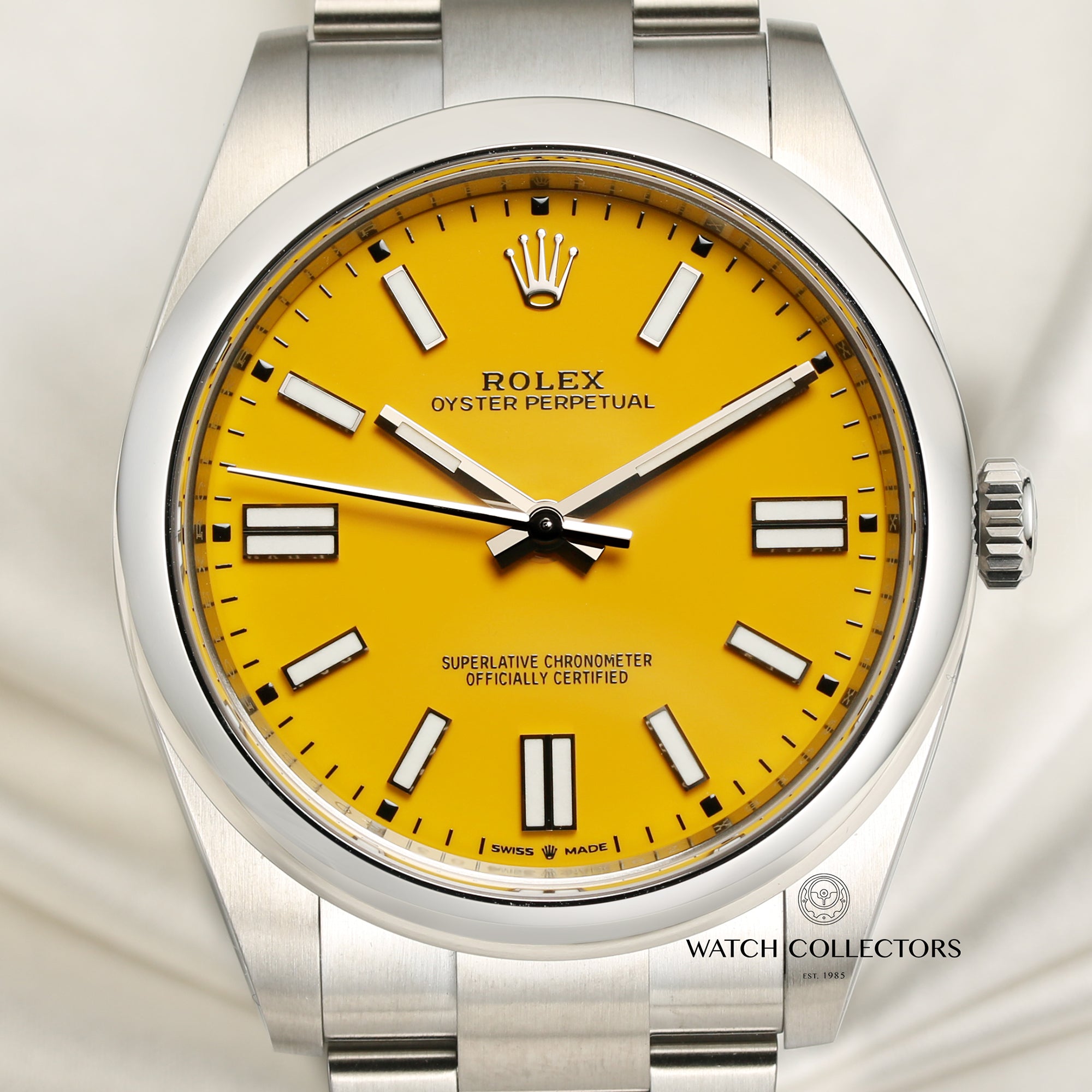 Unworn Full Set Rolex Oyster Perpetual 124300 Yellow Dial Stainless Steel Second Hand Watch Collectors 2