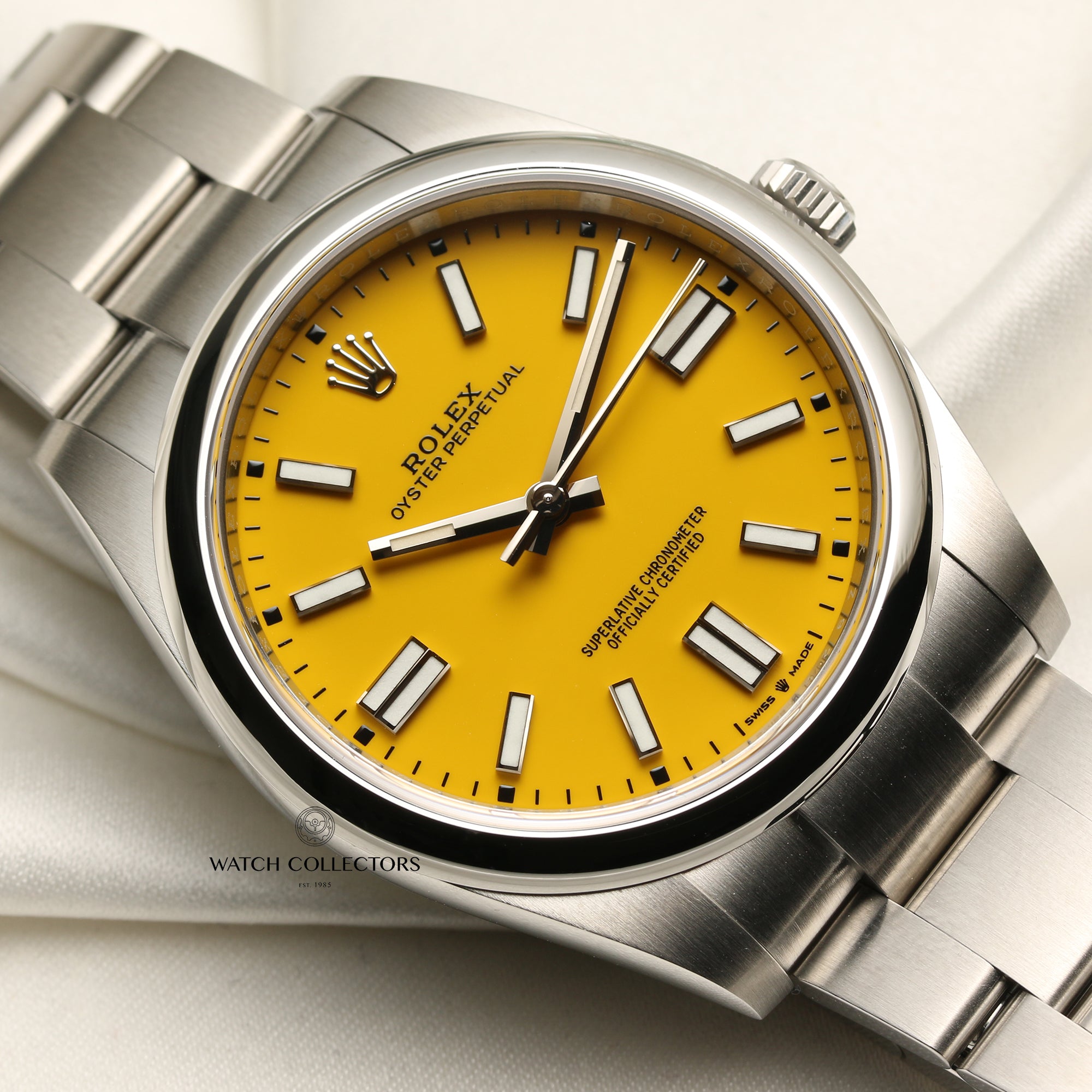 Unworn Full Set Rolex Oyster Perpetual 124300 Yellow Dial Stainless Steel Second Hand Watch Collectors 5
