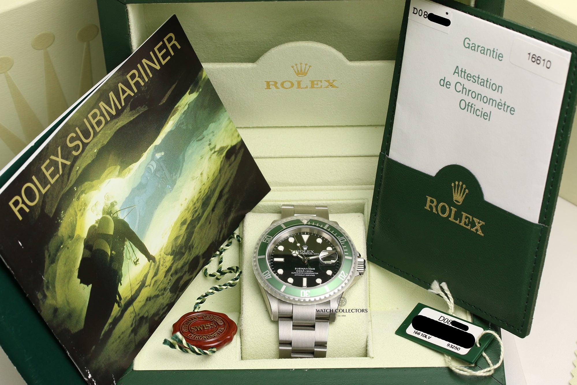 Unworn Full Set Rolex Submariner 16610LV Green Anniversary Stainless Steel Second Hand Watch Collectors 10