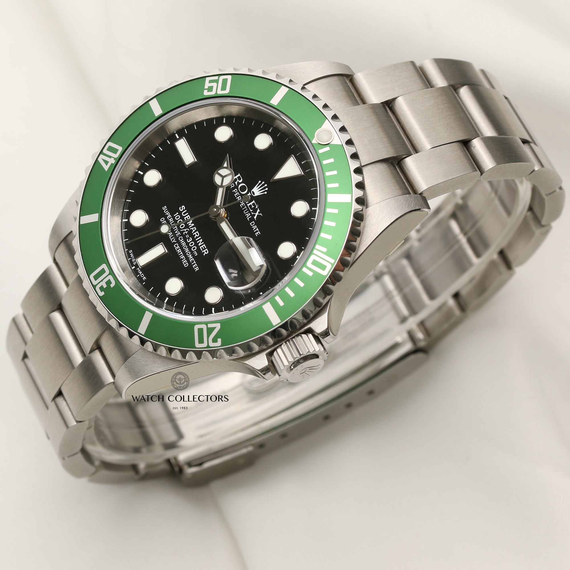 Unworn Full Set Rolex Submariner 16610LV Green Anniversary Stainless Steel Second Hand Watch Collectors 3
