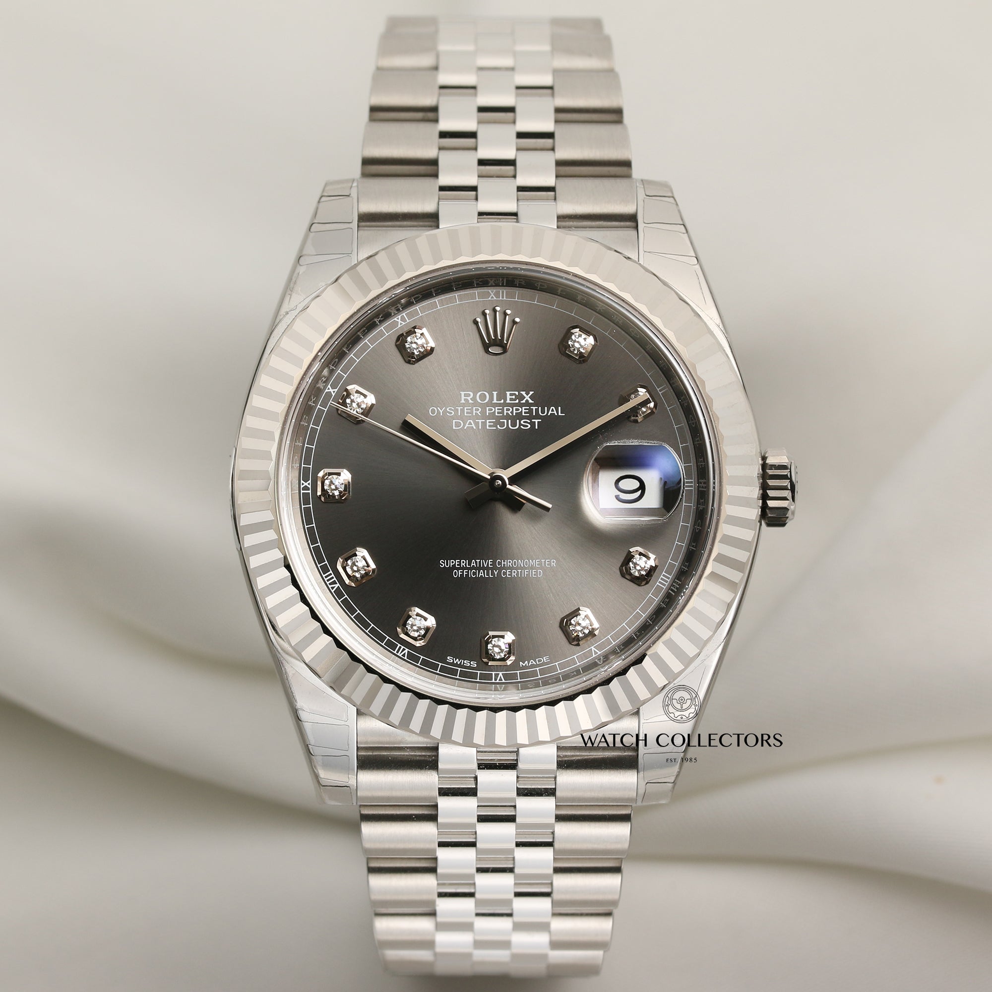 Unworn Fullset Rolex DateJust II 126334 Dark Rhodium Diamond Dial Stainless Steel Second Hand Watch Collectors 1