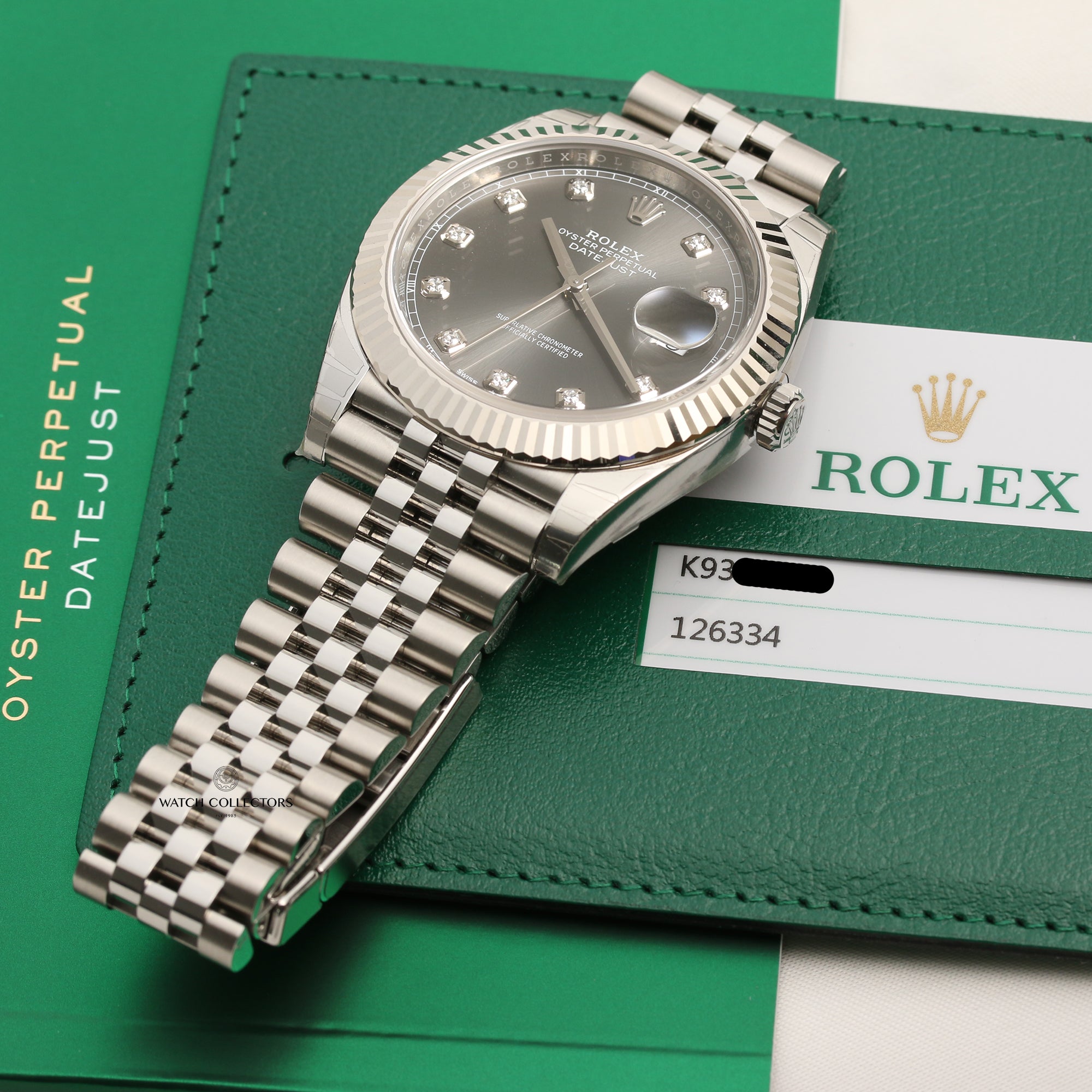 Unworn Fullset Rolex DateJust II 126334 Dark Rhodium Diamond Dial Stainless Steel Second Hand Watch Collectors 10