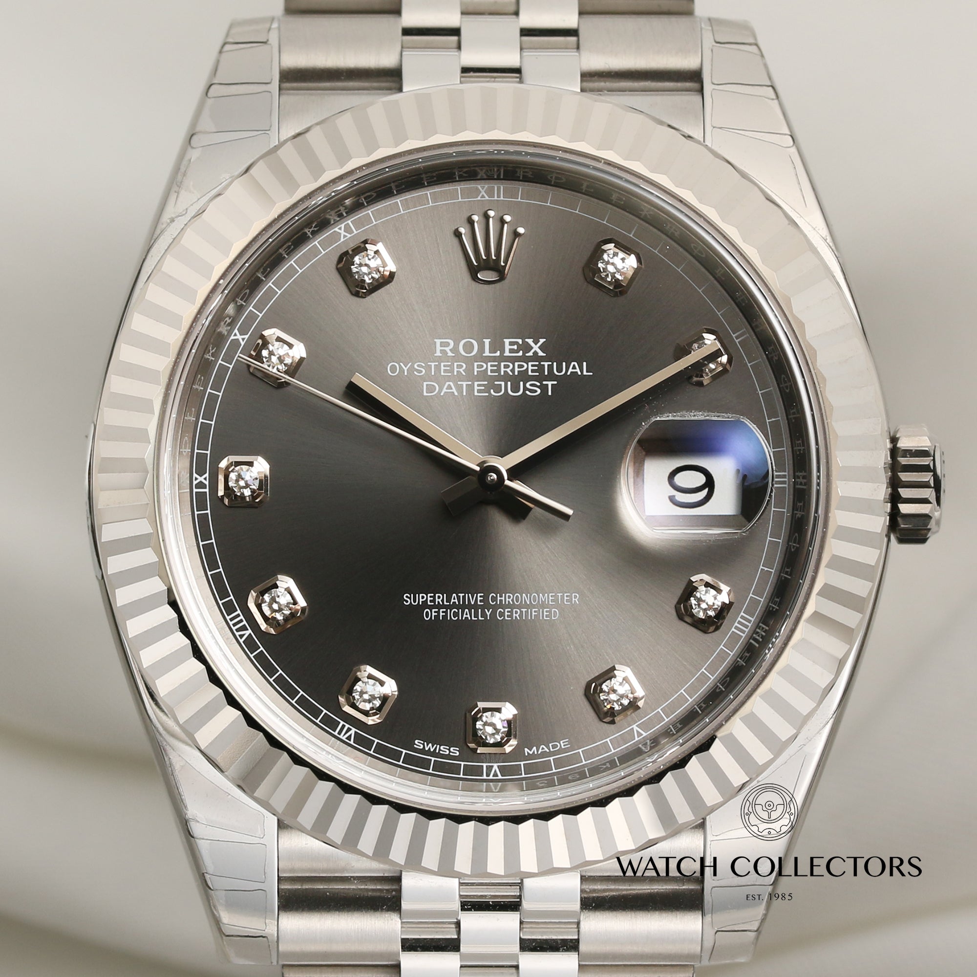 Unworn Fullset Rolex DateJust II 126334 Dark Rhodium Diamond Dial Stainless Steel Second Hand Watch Collectors 2