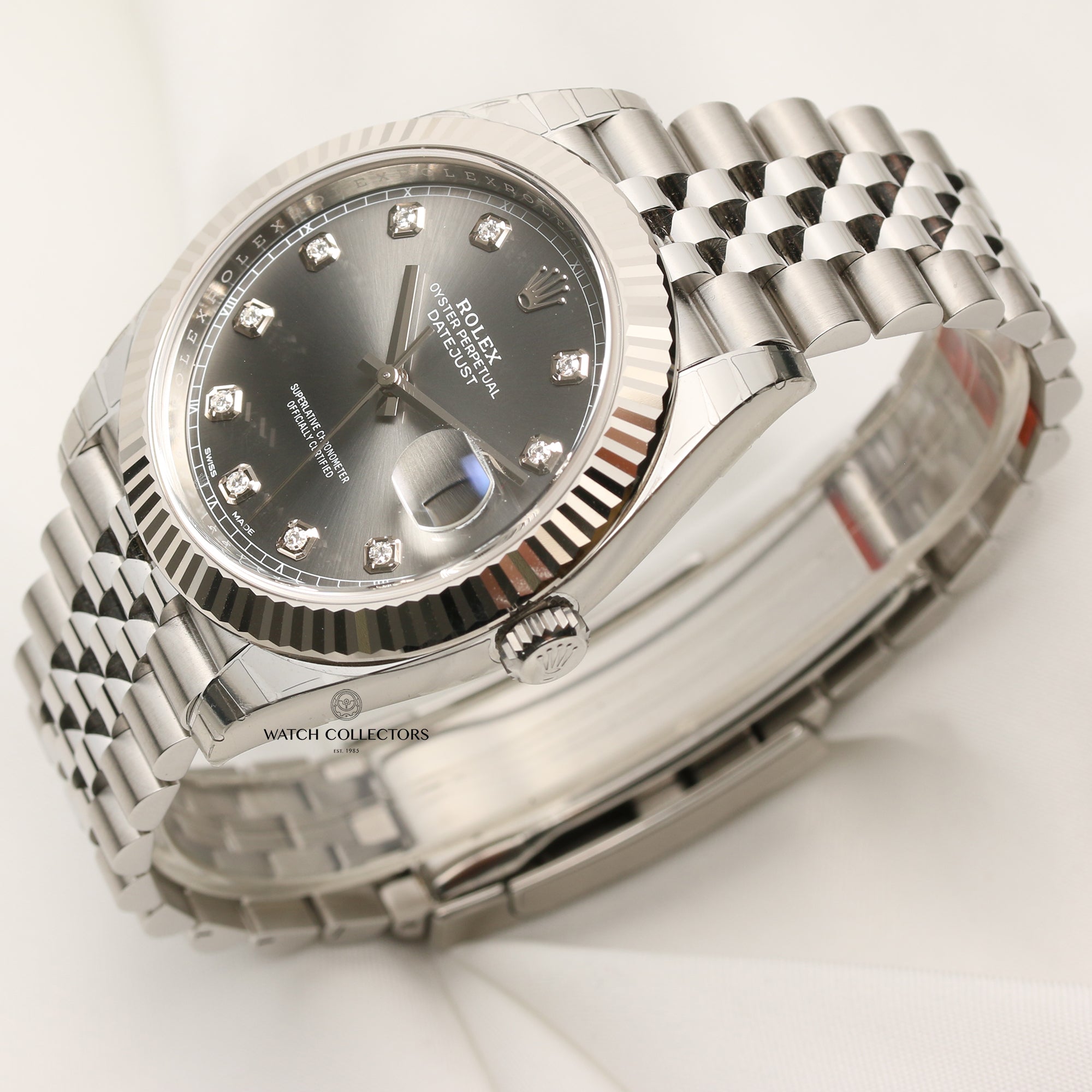 Unworn Fullset Rolex DateJust II 126334 Dark Rhodium Diamond Dial Stainless Steel Second Hand Watch Collectors 3
