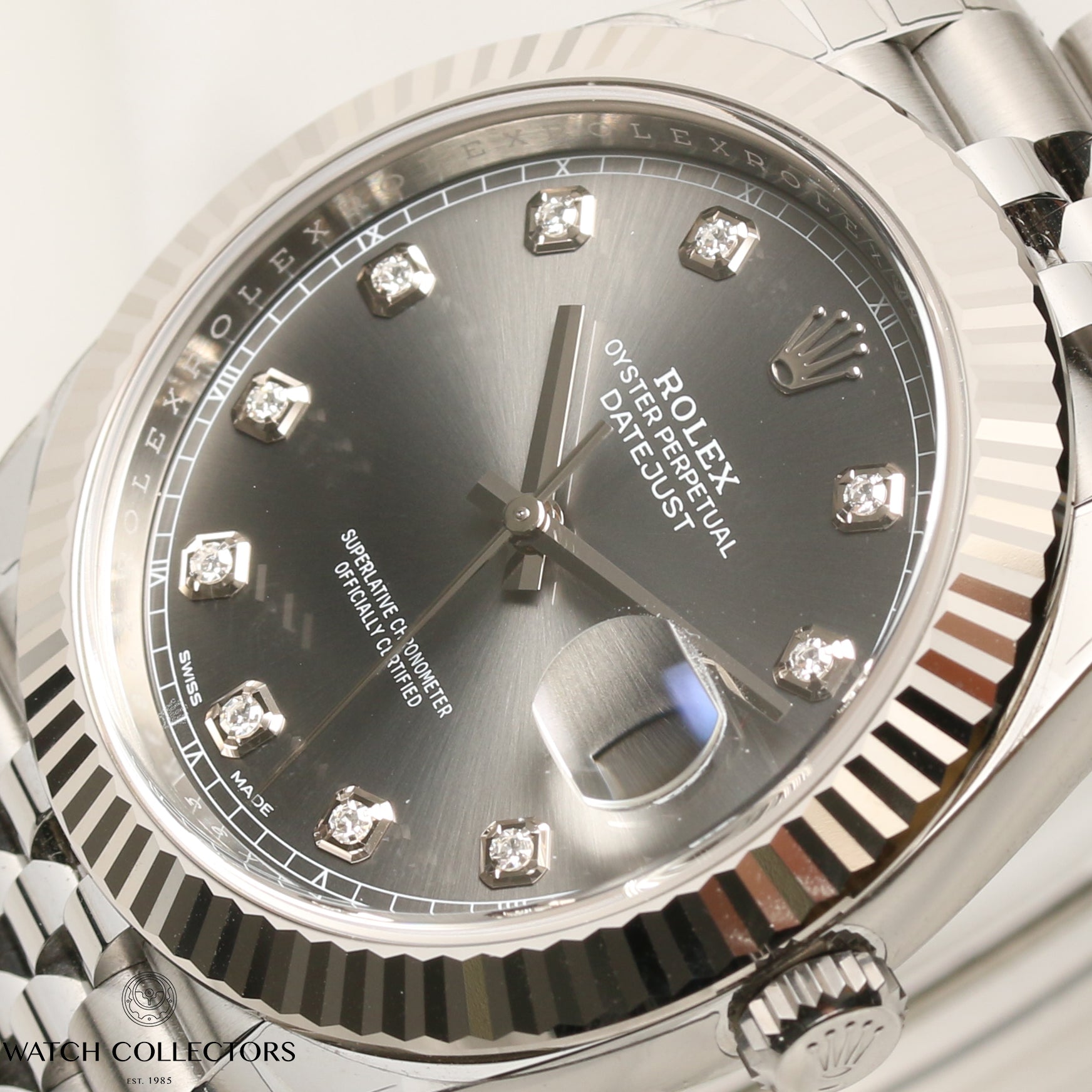 Unworn Fullset Rolex DateJust II 126334 Dark Rhodium Diamond Dial Stainless Steel Second Hand Watch Collectors 4