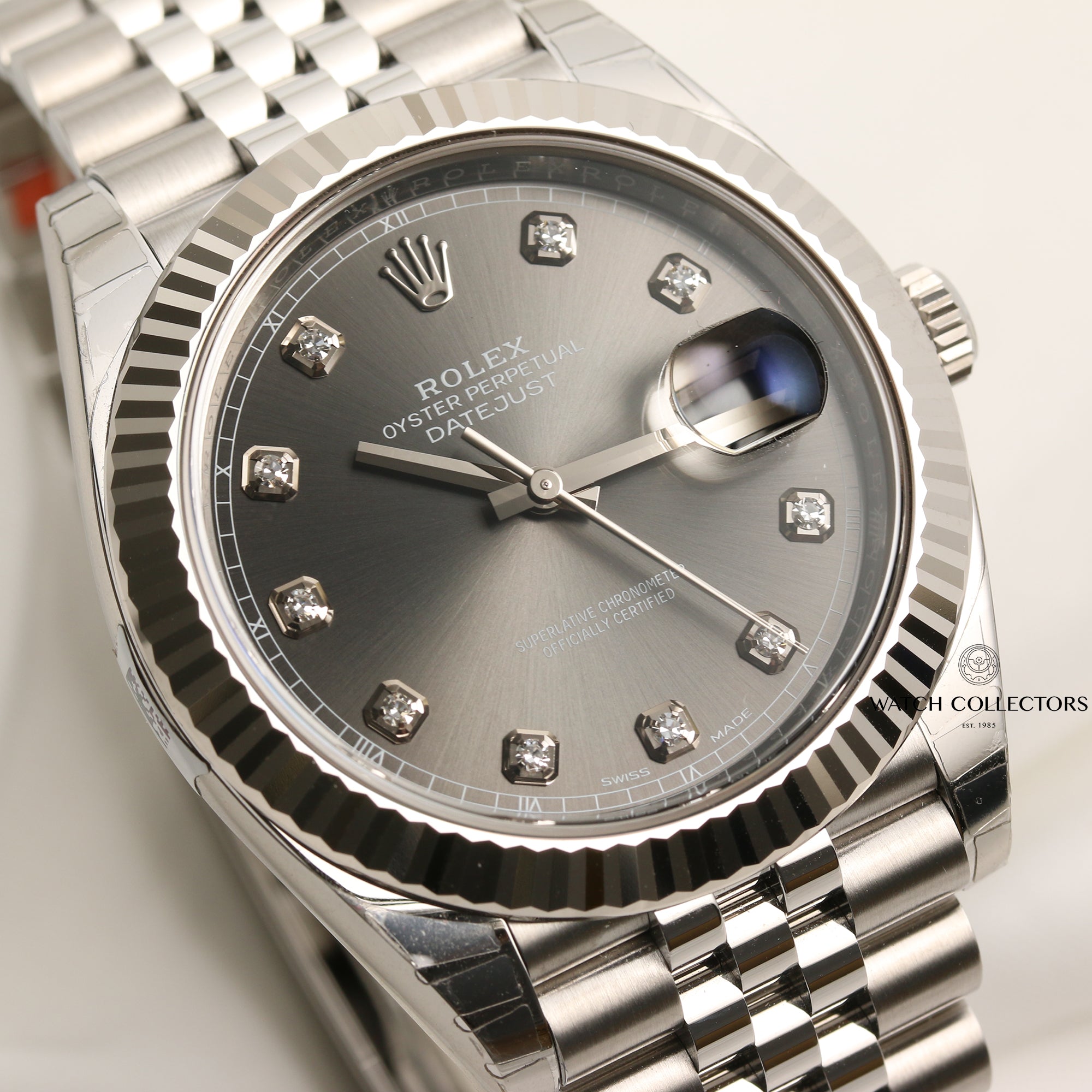 Unworn Fullset Rolex DateJust II 126334 Dark Rhodium Diamond Dial Stainless Steel Second Hand Watch Collectors 5