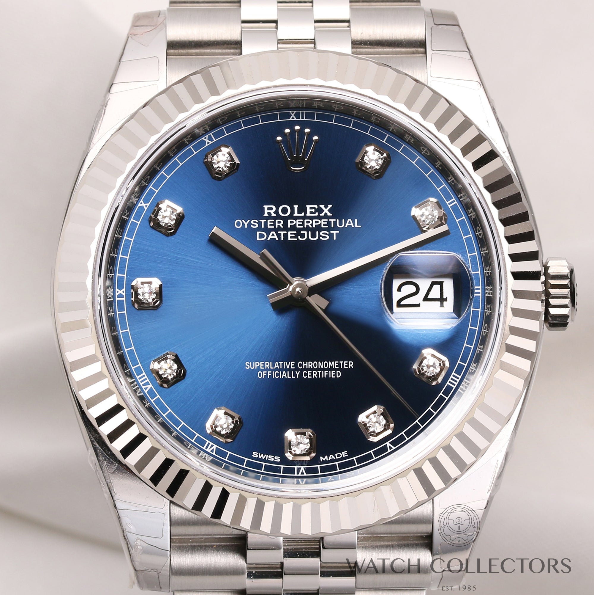 Unworn Fullset Rolex DateJust II 126334 Stainless Steel 18K White Gold Bezel Blue Diamond Dial Second Hand Watch Collectors 2