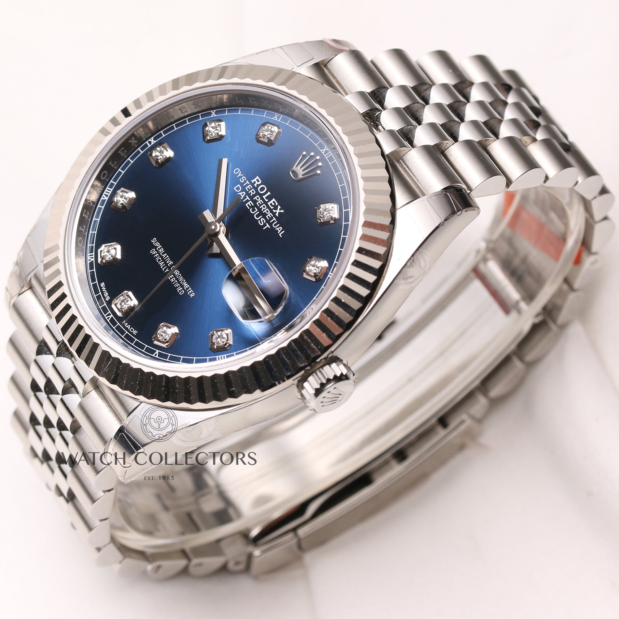Unworn Fullset Rolex DateJust II 126334 Stainless Steel 18K White Gold Bezel Blue Diamond Dial Second Hand Watch Collectors 3
