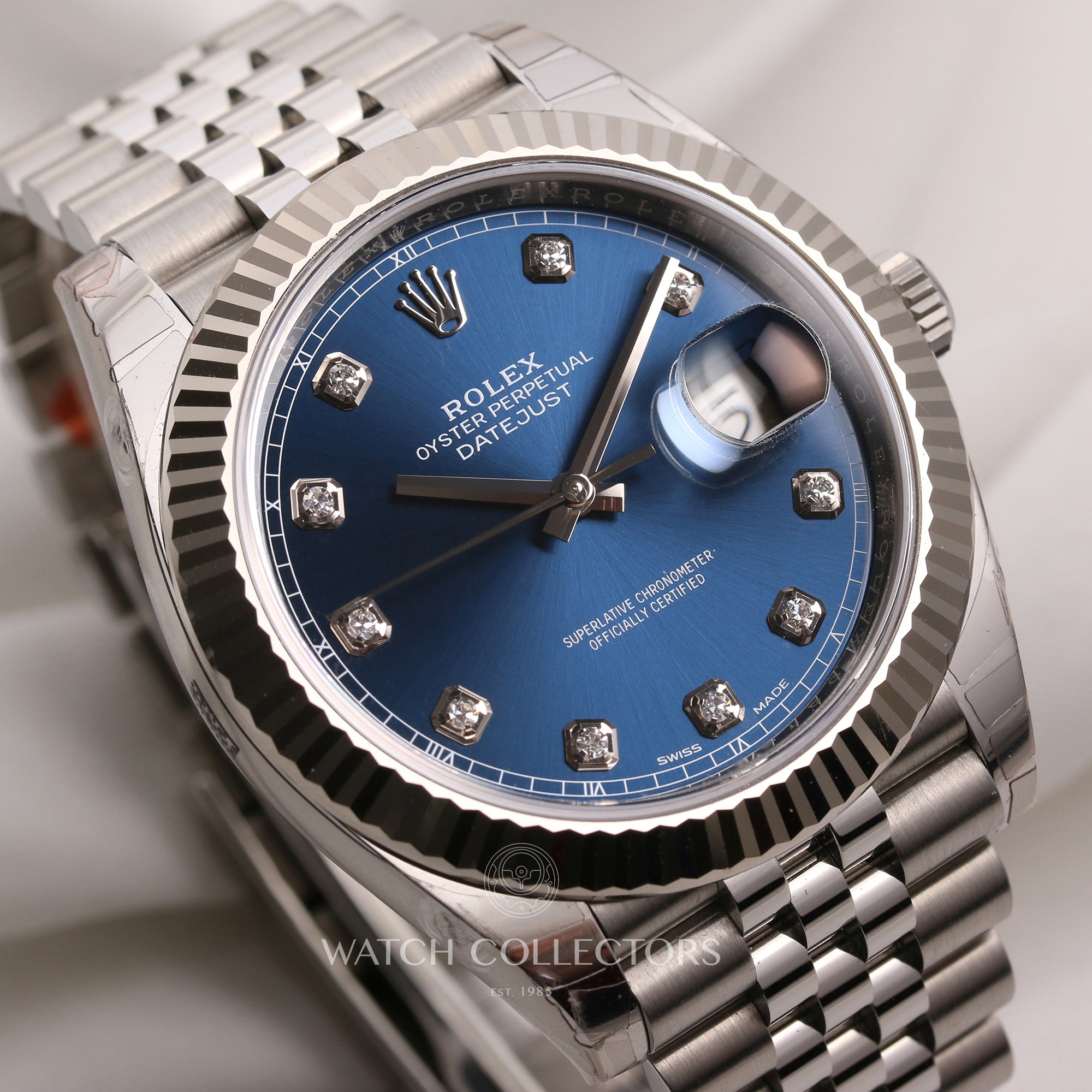 Unworn Fullset Rolex DateJust II 126334 Stainless Steel 18K White Gold Bezel Blue Diamond Dial Second Hand Watch Collectors 4