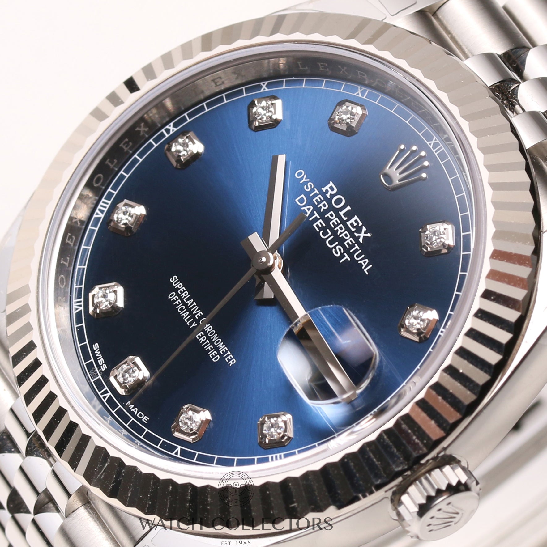 Unworn Fullset Rolex DateJust II 126334 Stainless Steel 18K White Gold Bezel Blue Diamond Dial Second Hand Watch Collectors 5