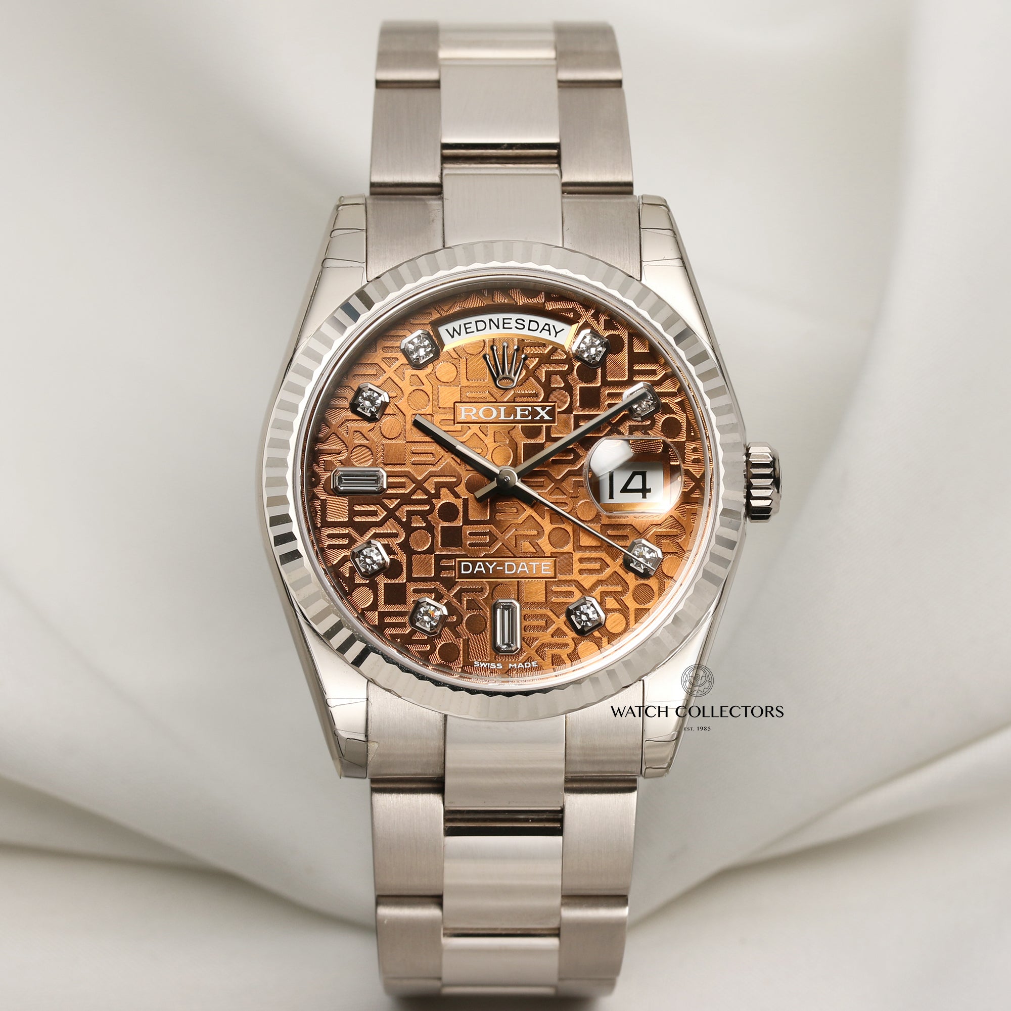 Unworn Fullset Rolex Day-Date 118239 Brown Jubilee Diamond Dial Second Hand Watch Collectors 1