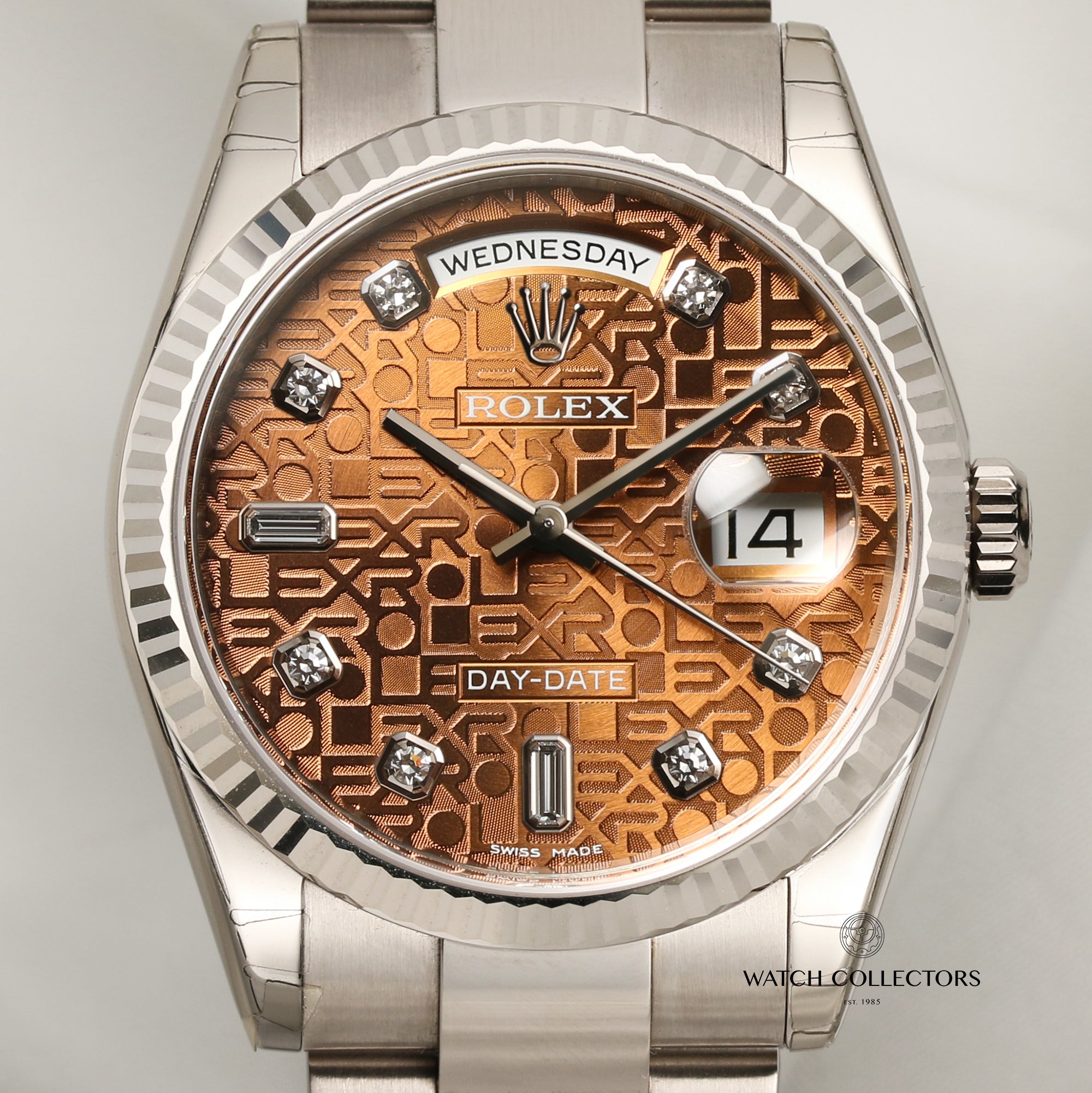 Unworn Fullset Rolex Day-Date 118239 Brown Jubilee Diamond Dial Second Hand Watch Collectors 2