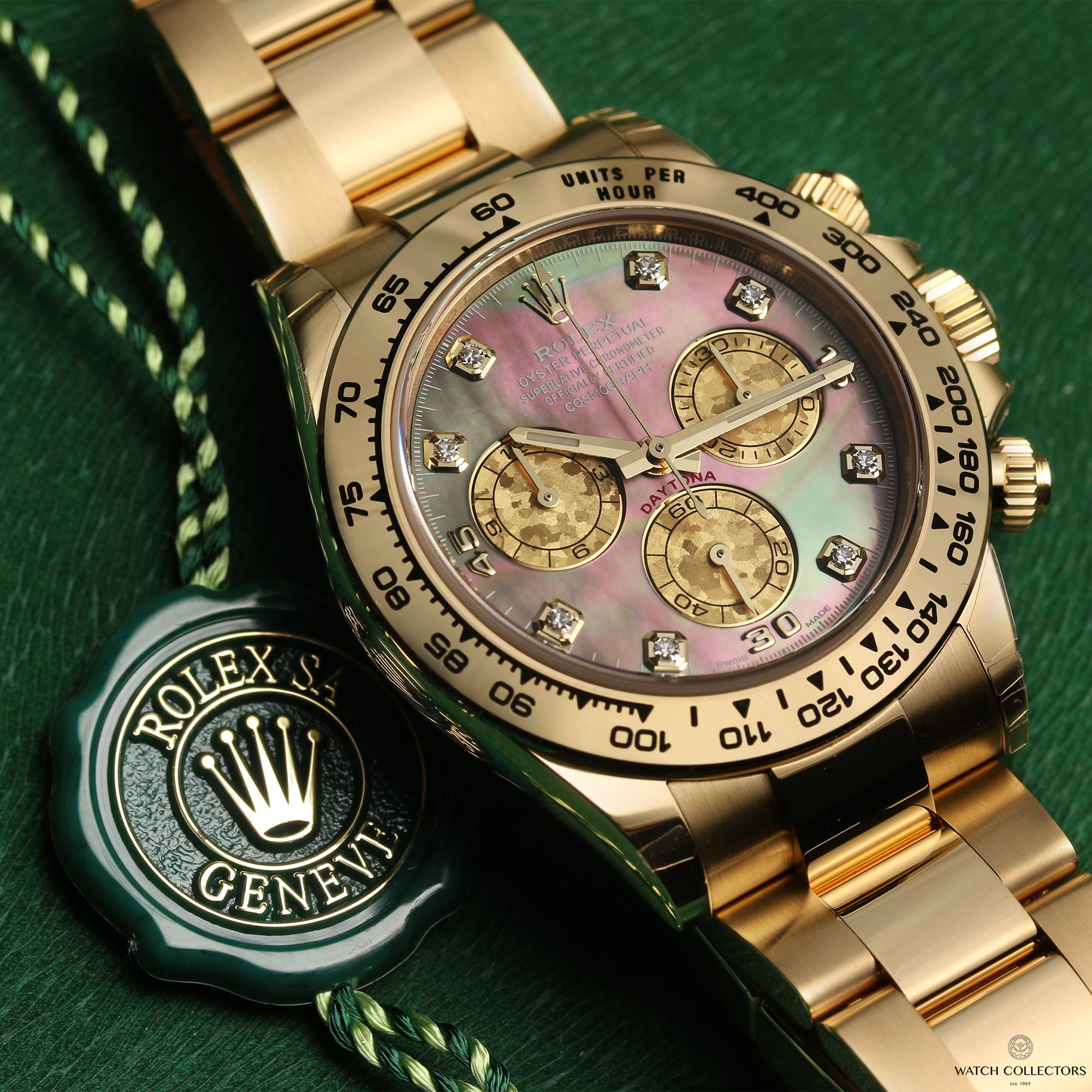 Unworn Fullset Rolex Daytona 116508 18K Yellow Gold MOP Diamond Second Hand Watch Collectors 5