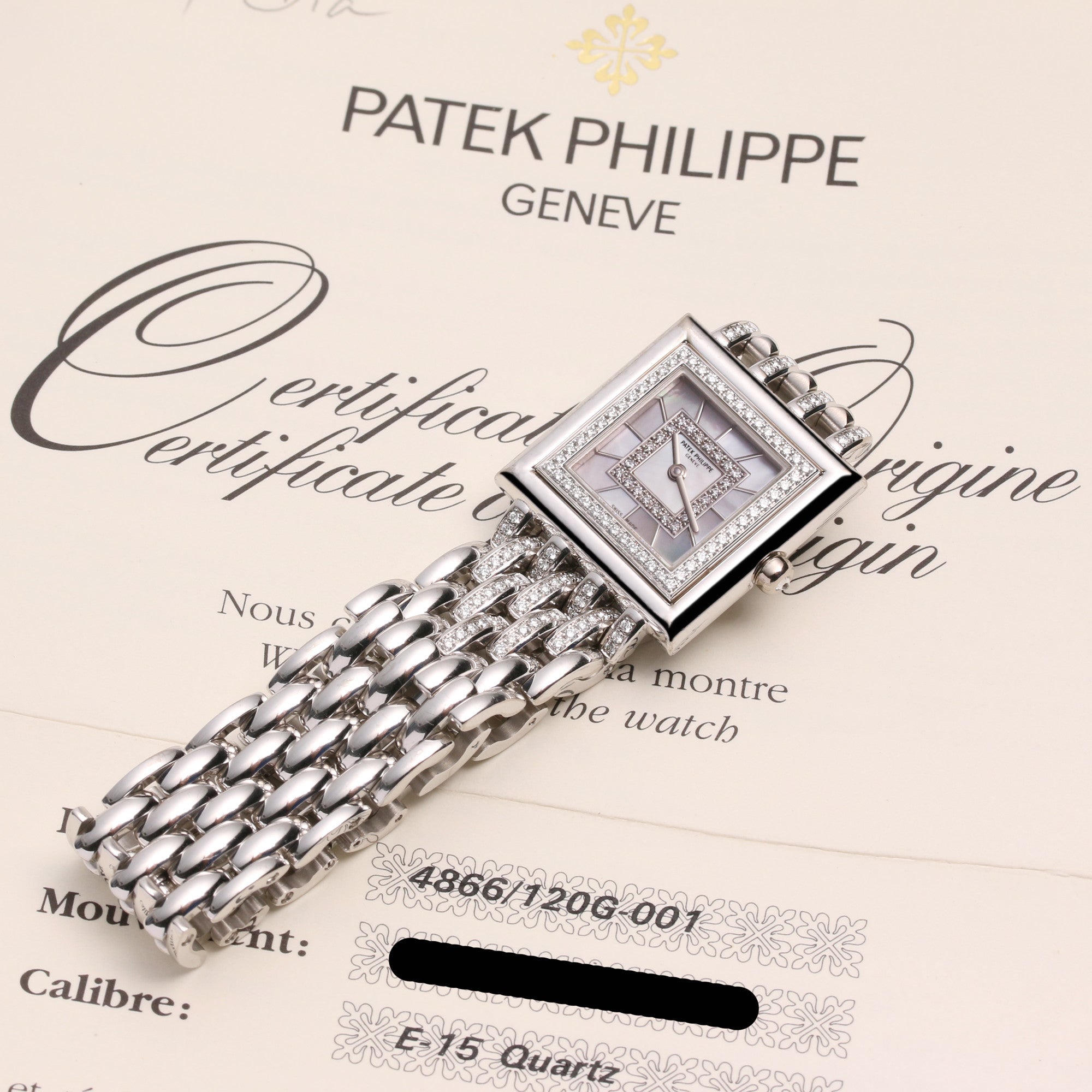 Unworn Patek Philippe Gondolo 4866 120G-001 18K White Gold MOP Diamond Second Hand Watch Collectors 7
