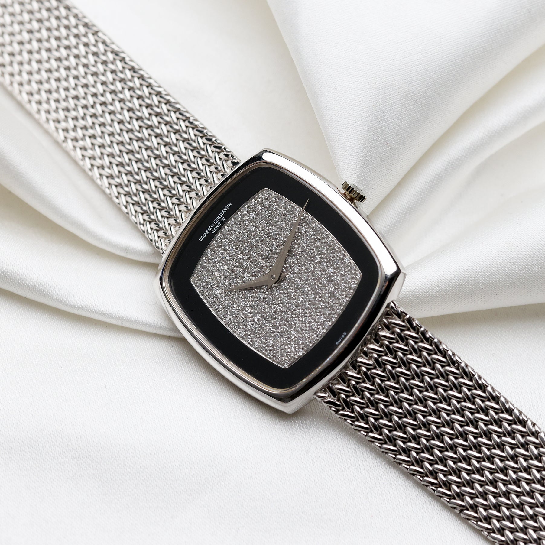 Vacheron Constantin 18K White Gold Onyx & Diamond Second Hand Watch Collectors 5