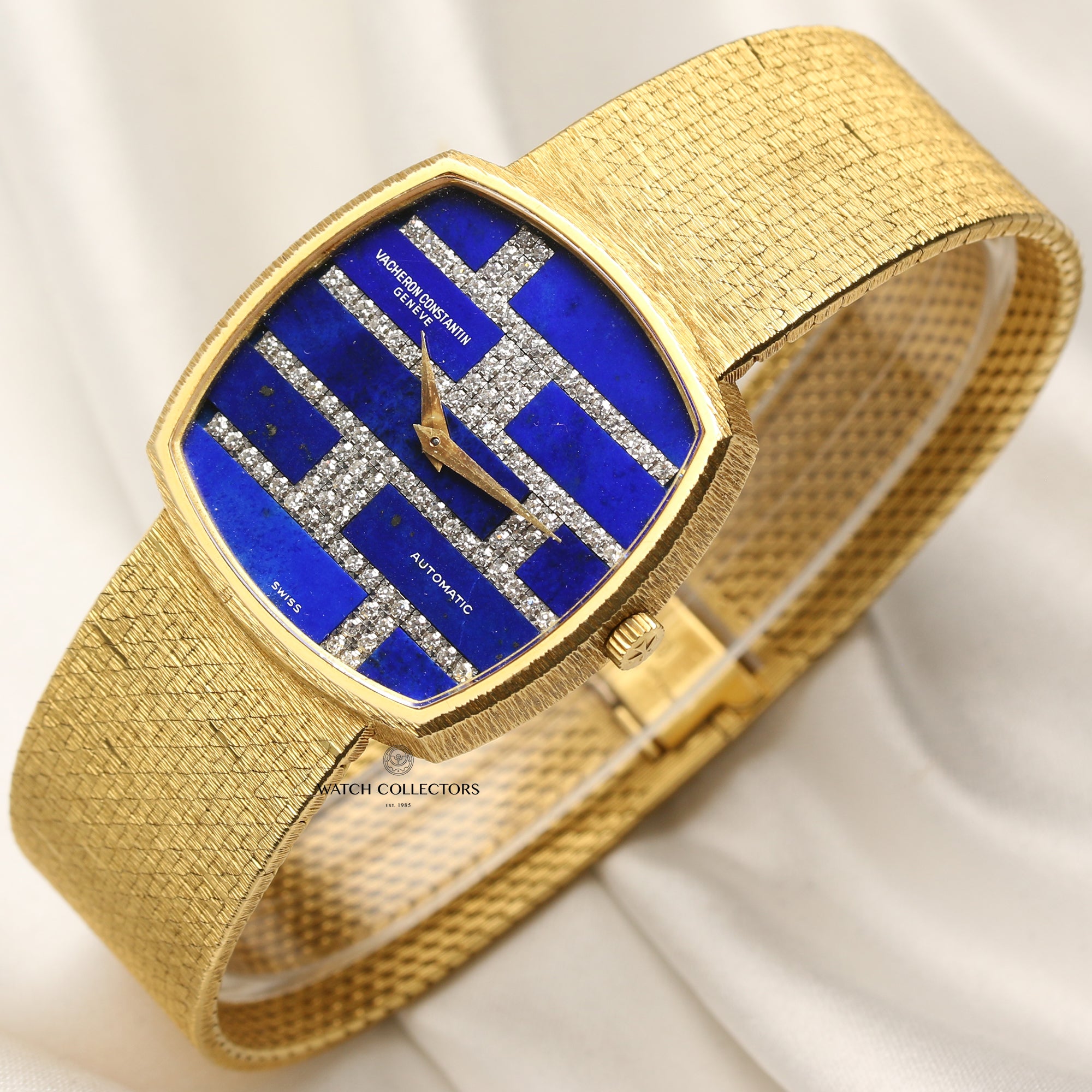 Vacheron Constantin 18K Yellow Gold Lapis Lazuli Diamond Dial Second Hand Watch Collectors 3