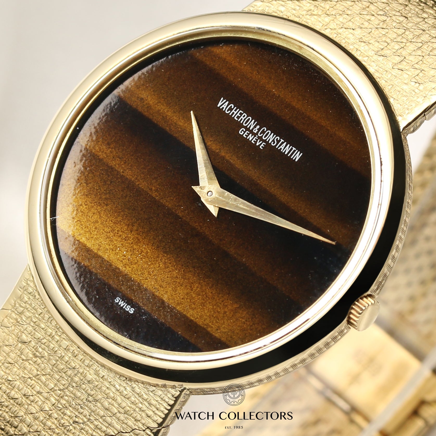 Vacheron Constantin 18K Yellow Gold Tiger Eye Dial Second Hand Watch Collectors 4