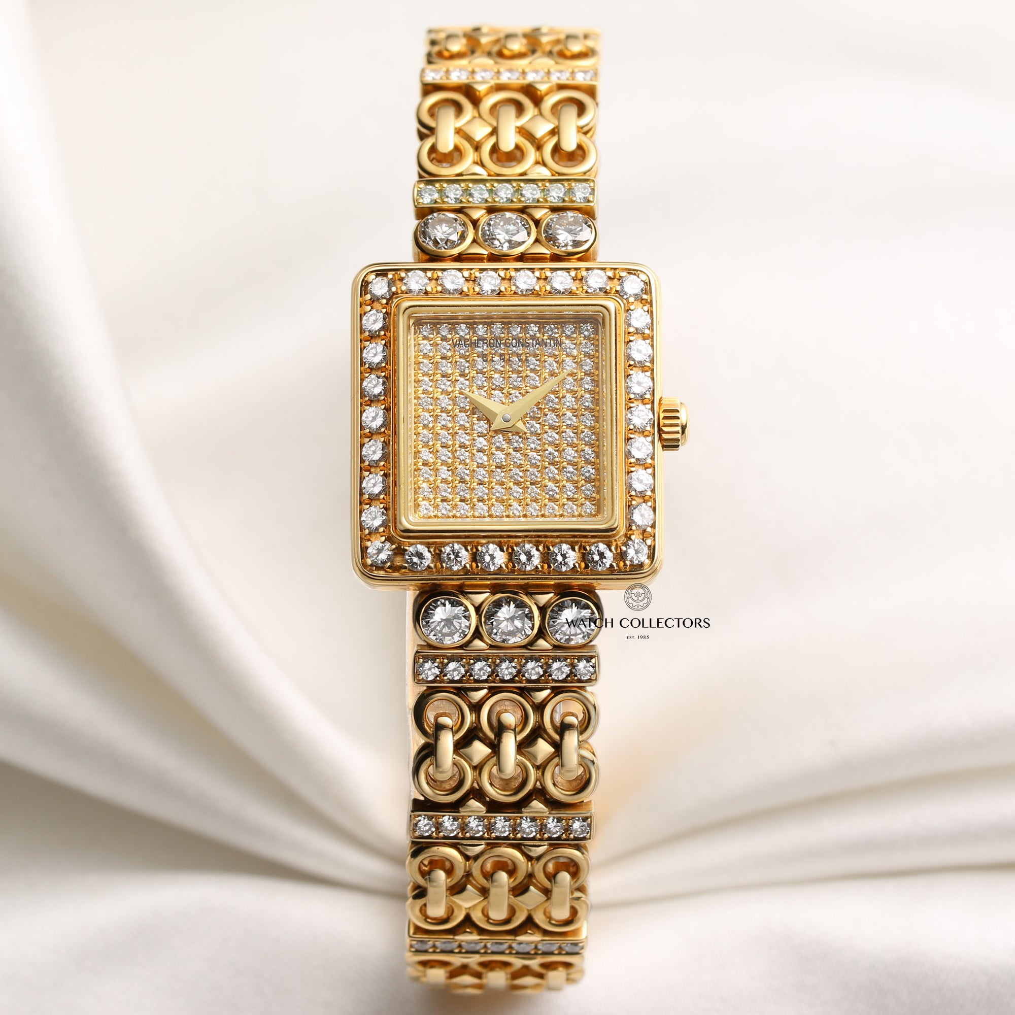 Vacheron Constantin 27620 18K Yellow Gold Pave Diamond Bezel Bracelet Second Hand Watch Collectors 1