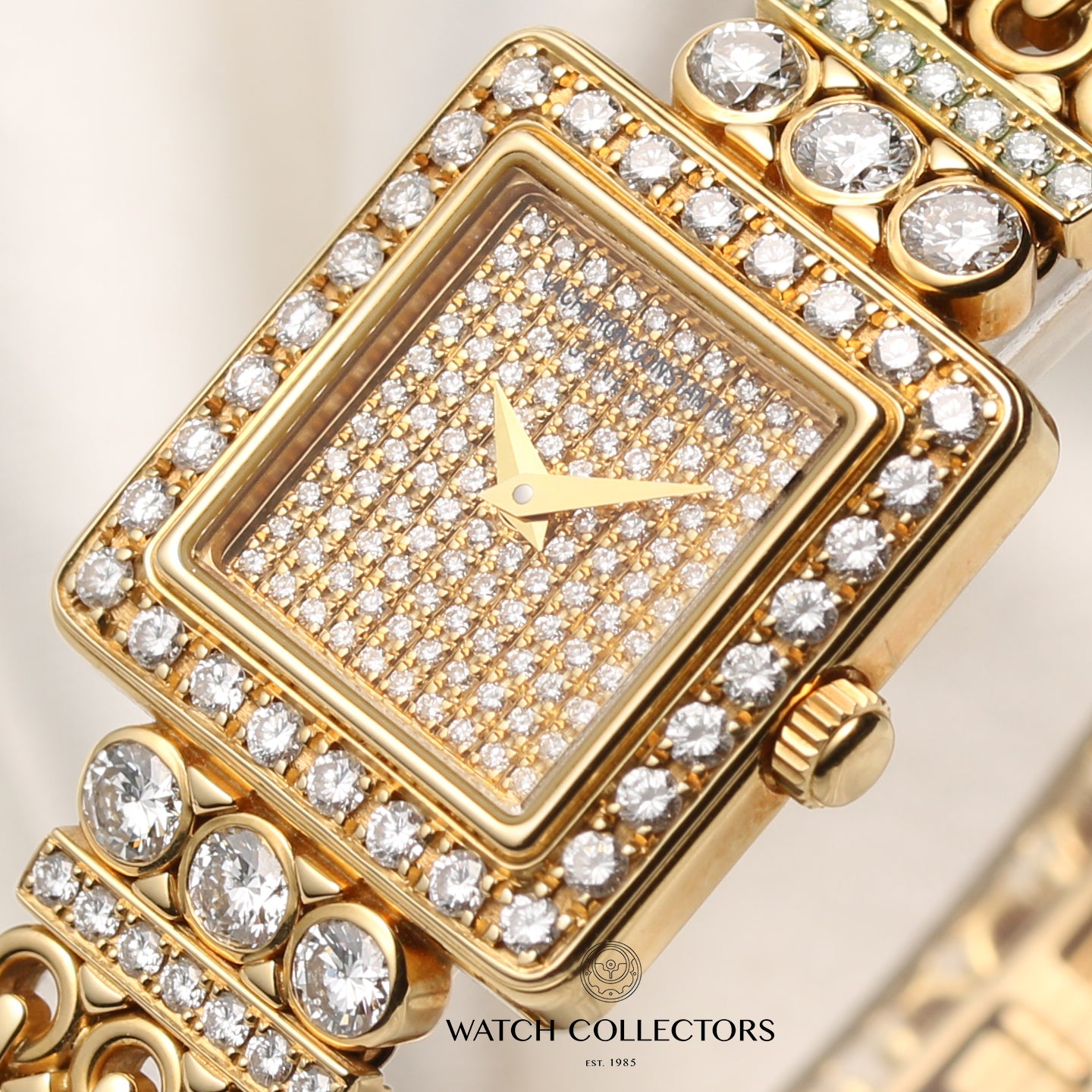 Vacheron Constantin 27620 18K Yellow Gold Pave Diamond Bezel Bracelet Second Hand Watch Collectors 4