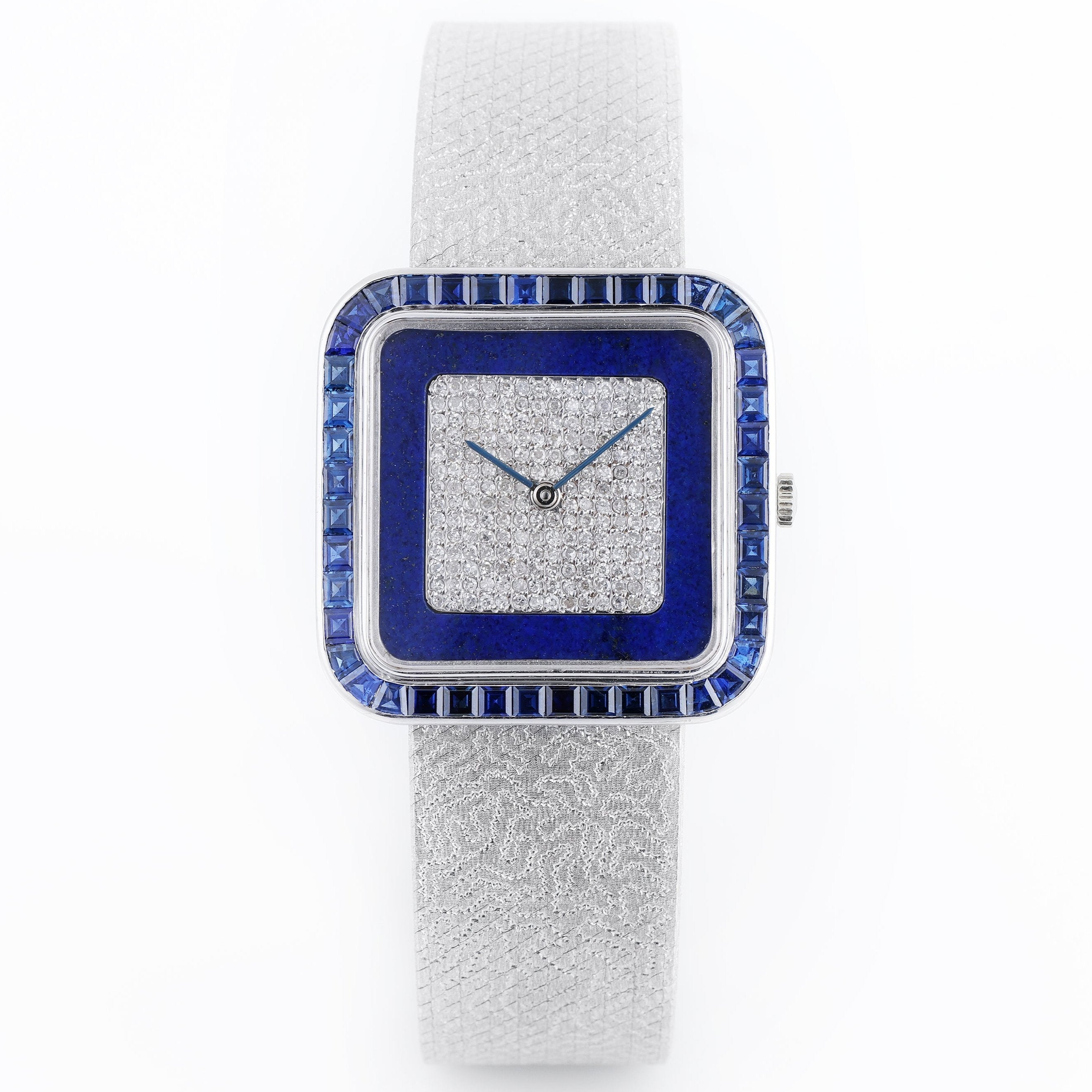 Rare Vacheron Constantin | Lapis Lazuli, Pave Diamonds & Sapphire Baguettes | 18k White Gold Wristwatch