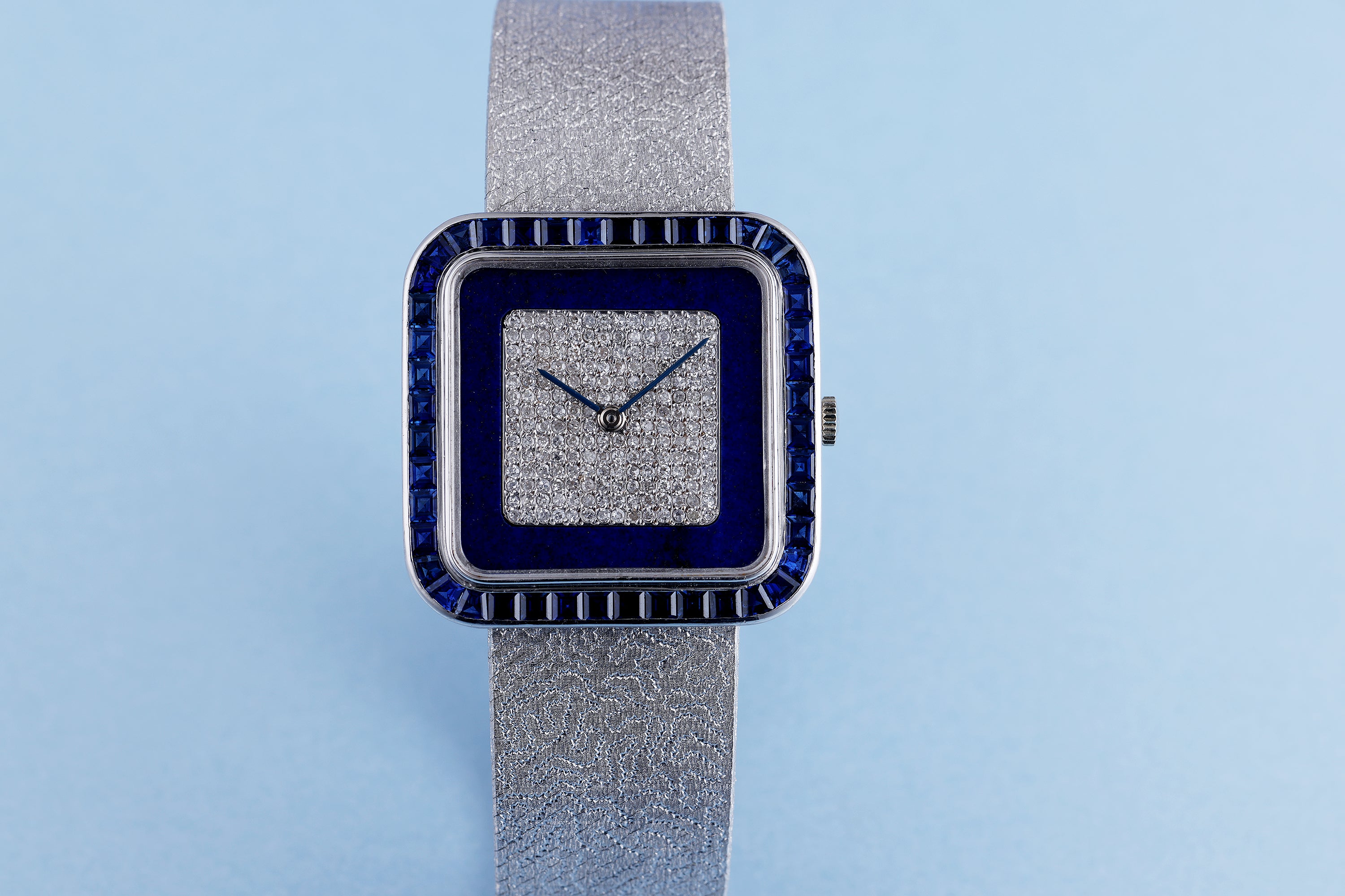 Rare Vacheron Constantin | Lapis Lazuli, Pave Diamonds & Sapphire Baguettes | 18k White Gold Wristwatch