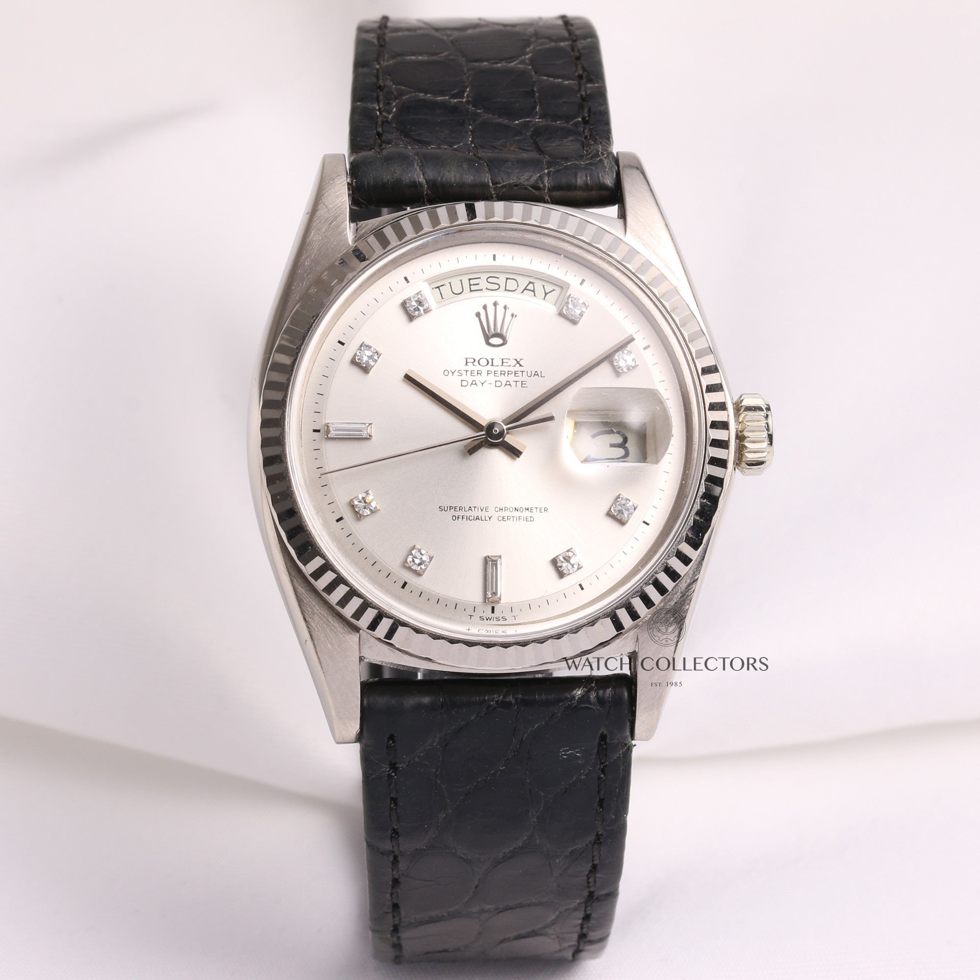 rolex_day-date_1803_18k_white_gold_silver_diamond_dial_second_hand_watch_collectors_1