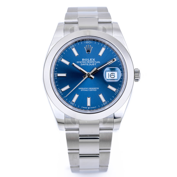 Unworn Rolex DateJust 41 | REF. 126300 | Blue Dial | 2020 | Box & Papers | Stainless Steel