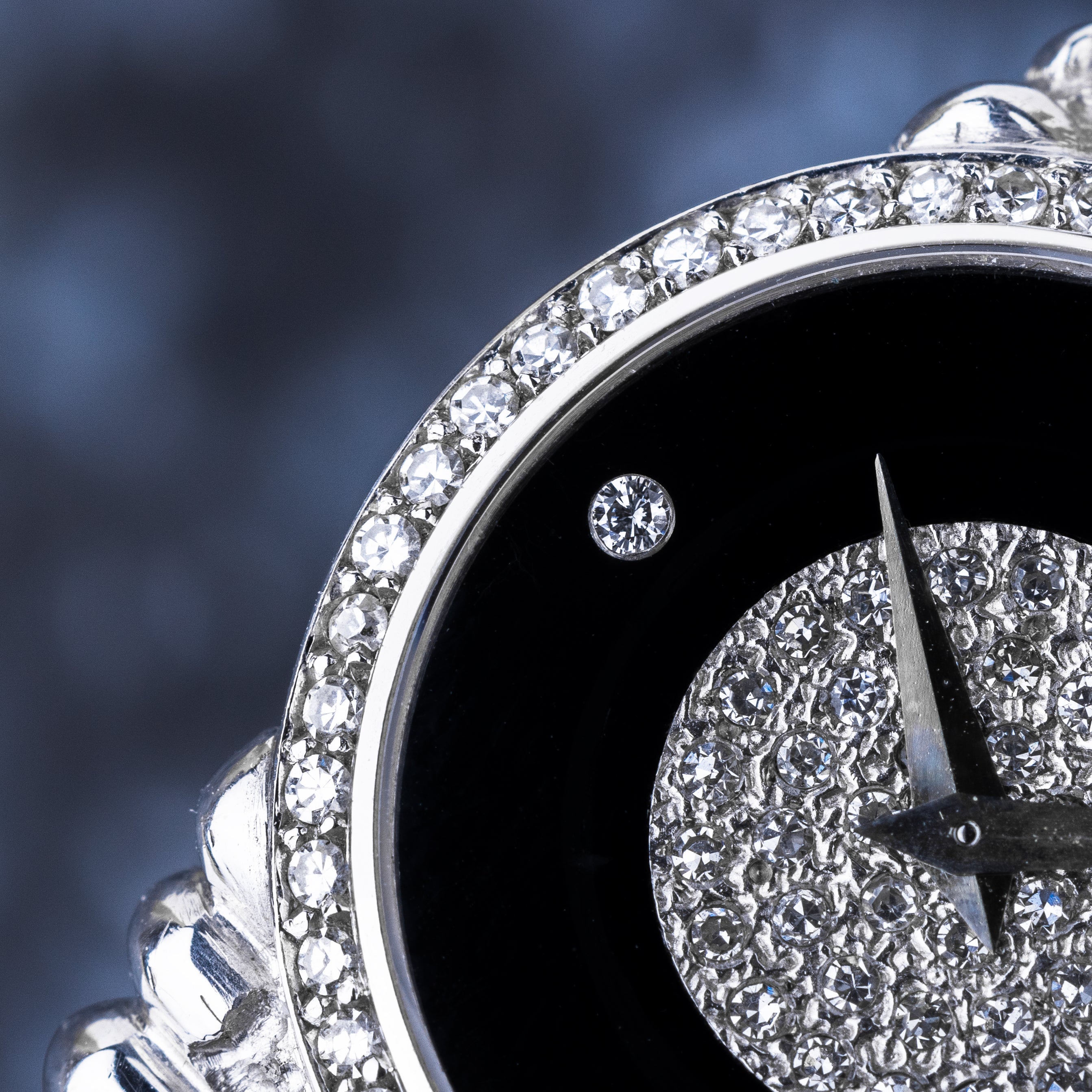 Vintage Piaget | Onyx Dial & Pave Diamond | 18k White Gold | Circa 1980's | 24mm